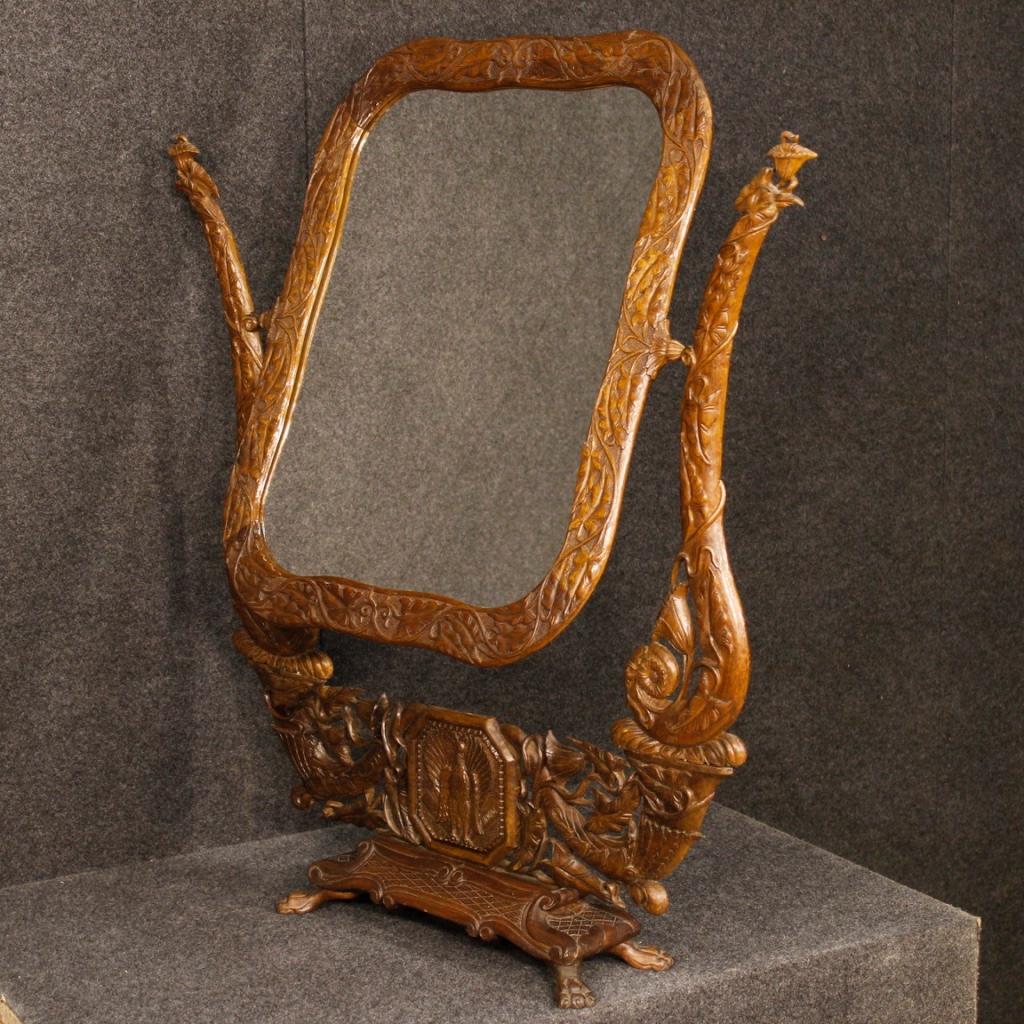 Bois miroir de cheval Art Nouveau français en bois de hêtre du 20e siècle, 1900 en vente
