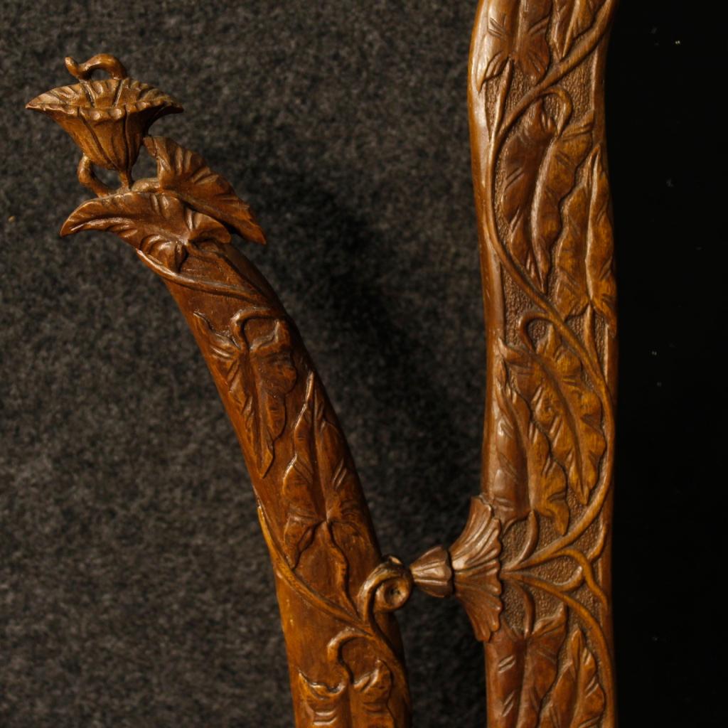 miroir de cheval Art Nouveau français en bois de hêtre du 20e siècle, 1900 en vente 2