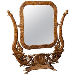 20th Century Beech Wood French Art Nouveau Style Cheval Mirror, 1960