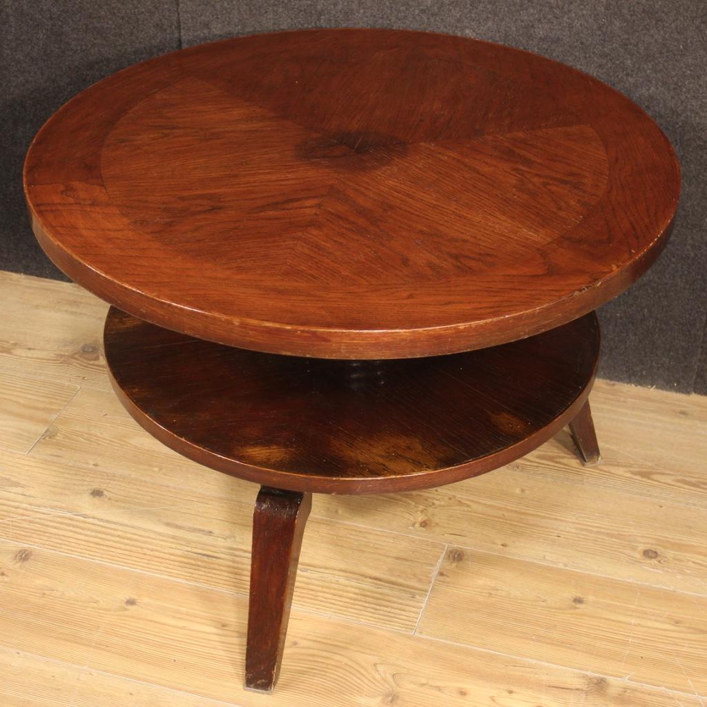 20th Century Beech Wood Italian Design Round Coffee Table, 1970 For Sale 1