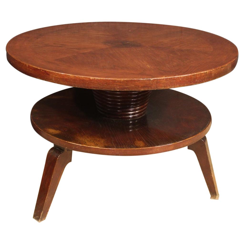 20th Century Beech Wood Italian Design Round Coffee Table, 1970