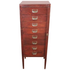 Vintage 20th Century Beechwood Office Furniture, Apothecary Cabinet with Drawers