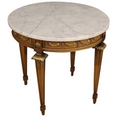 20th Century Beechwood with Marble Top French Louis XVI Style Coffee Table