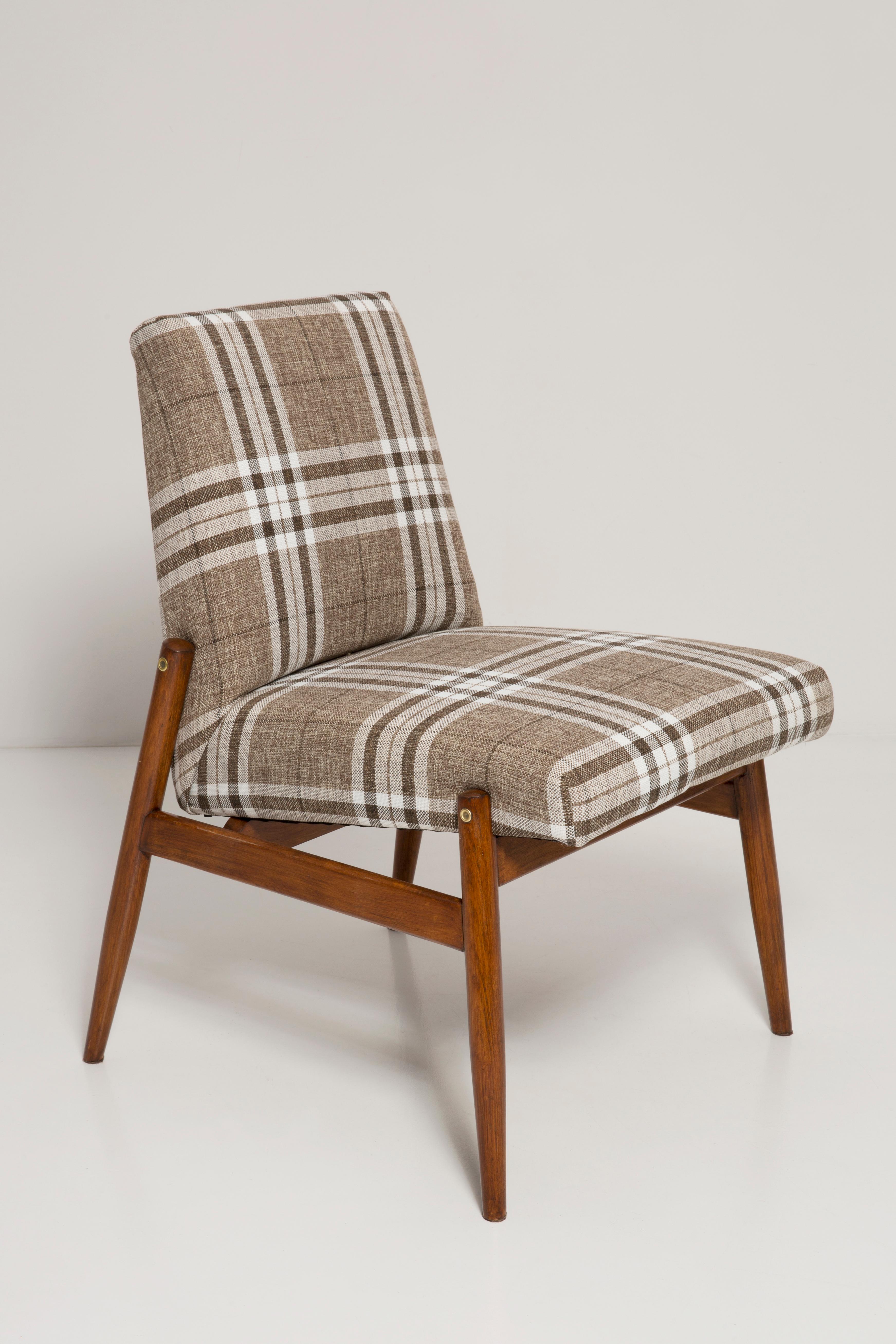 Mid-Century Modern 20th Century Beige Checkered Fabric Armchair, 300-227 Type, Europe, 1960s For Sale
