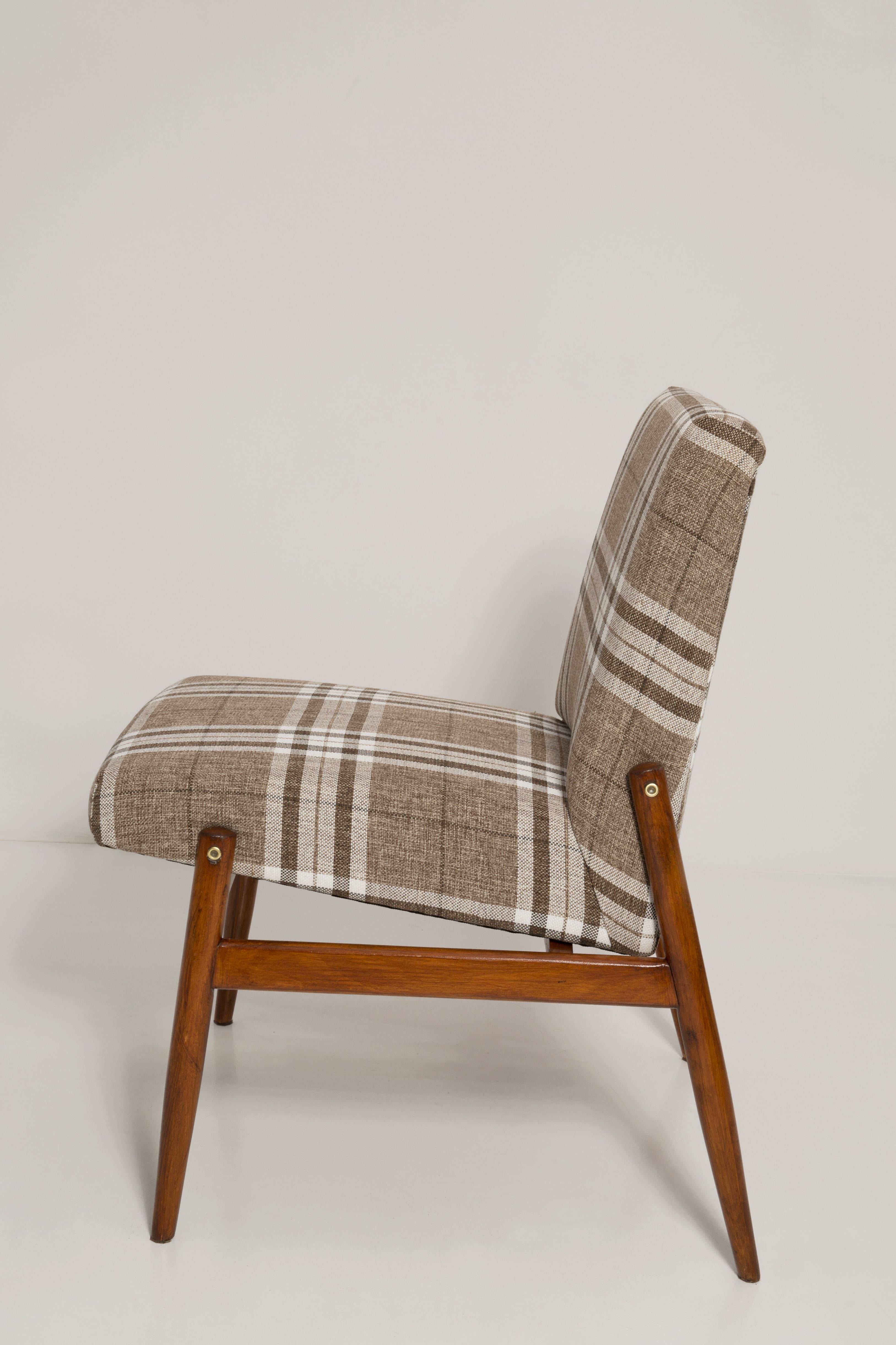 Textile 20th Century Beige Checkered Fabric Armchair, 300-227 Type, Europe, 1960s For Sale