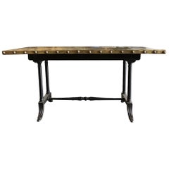 20th Century Belgian Art Deco Copper Eugenie Table, Industrial Metal Work Table