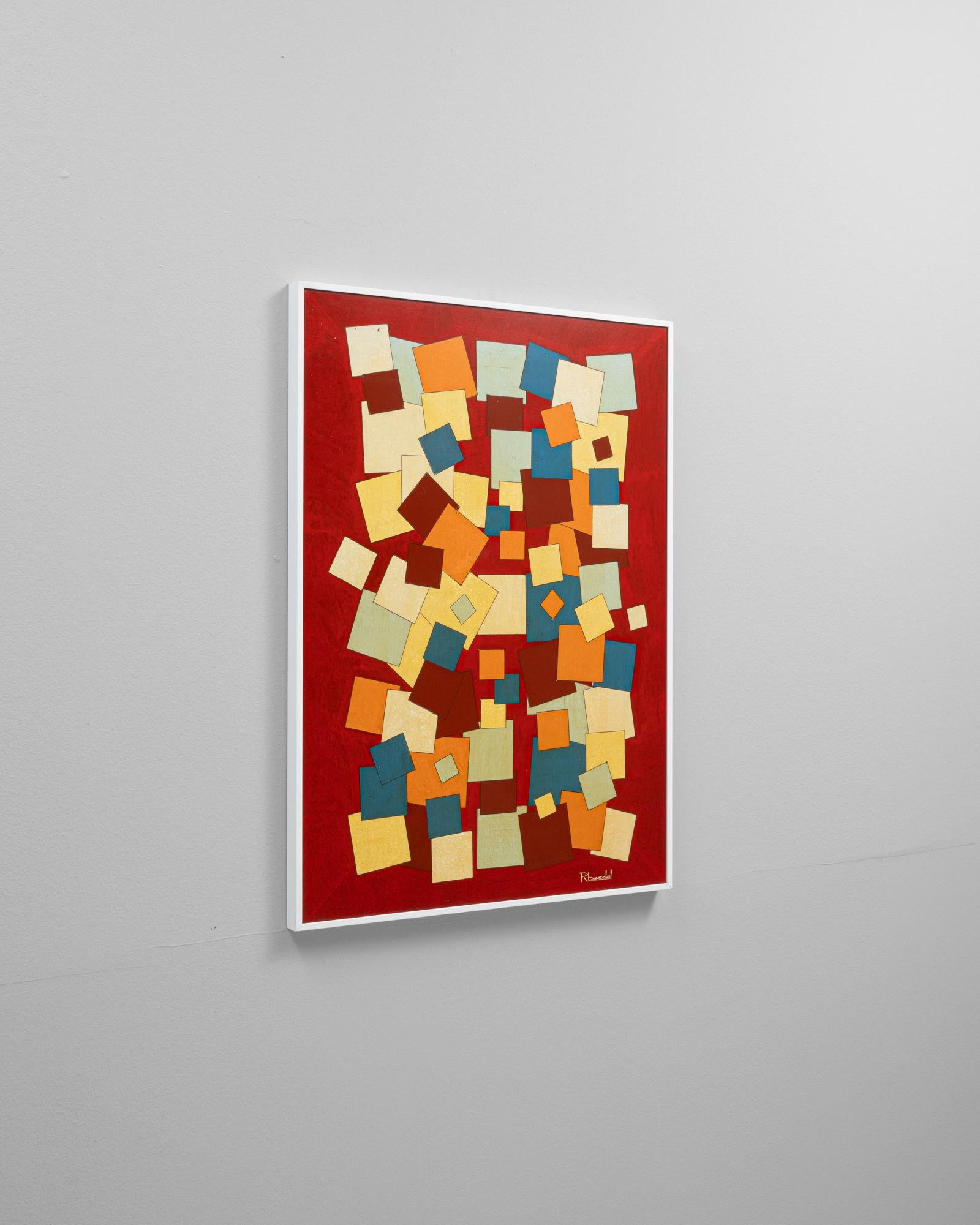 Belgisches Kunstwerk des 20. Jahrhunderts mit Metallrahmen von Rene Berdal im Zustand „Gut“ im Angebot in High Point, NC