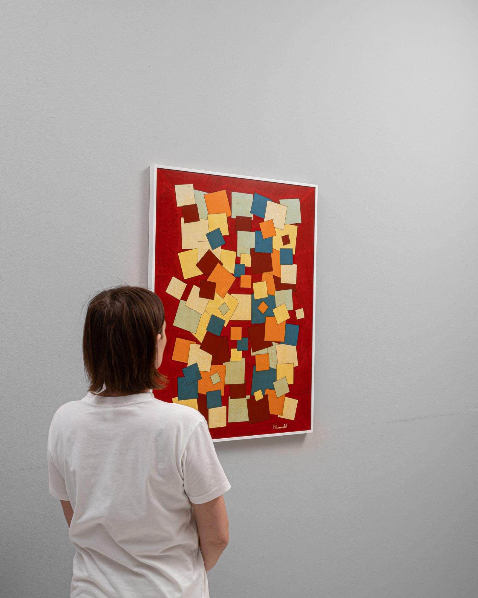 Belgisches Kunstwerk des 20. Jahrhunderts mit Metallrahmen von Rene Berdal im Angebot 1