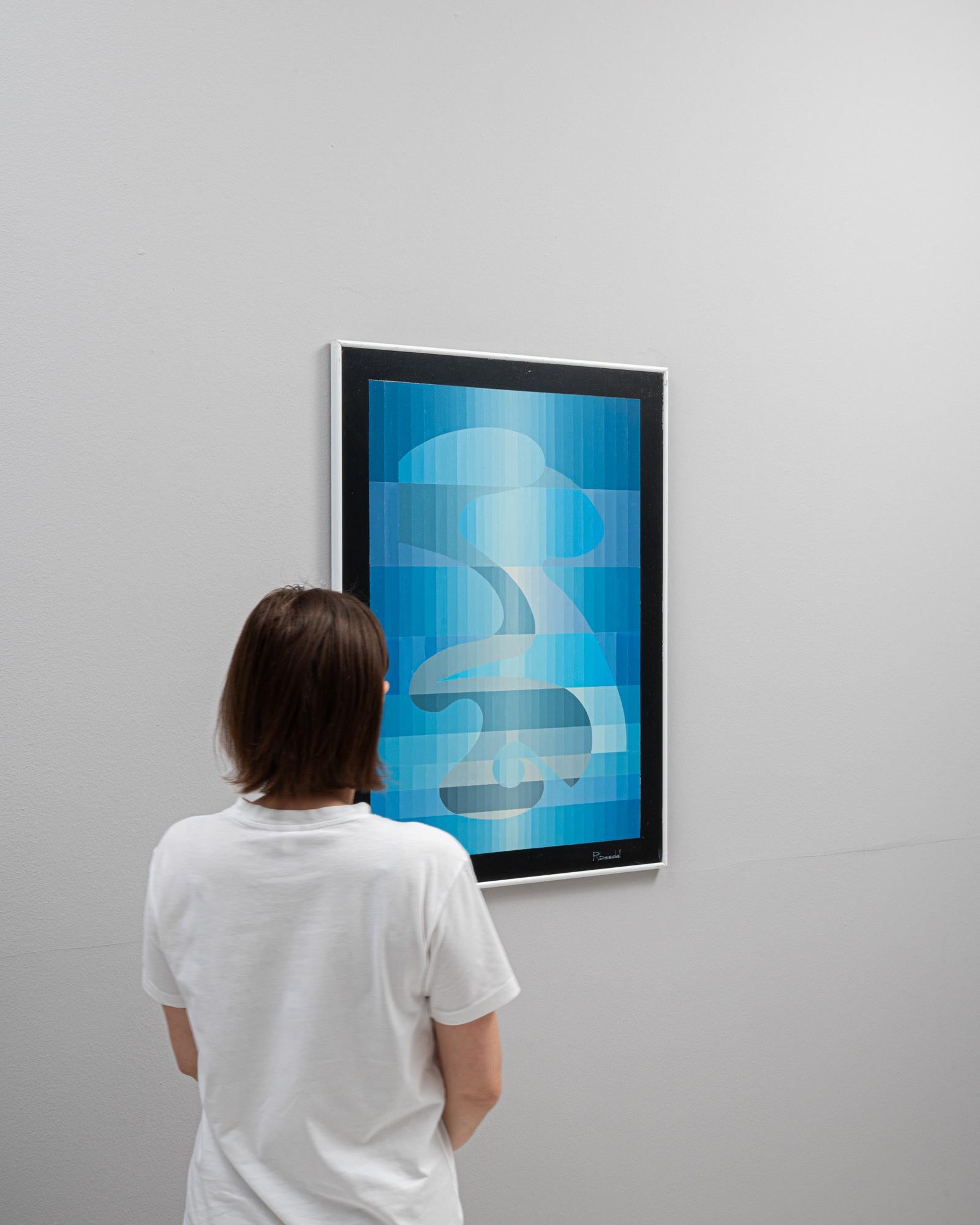 Oeuvre d'art belge du 20e siècle avec cadre en métal par Rene Berdal Bon état - En vente à High Point, NC