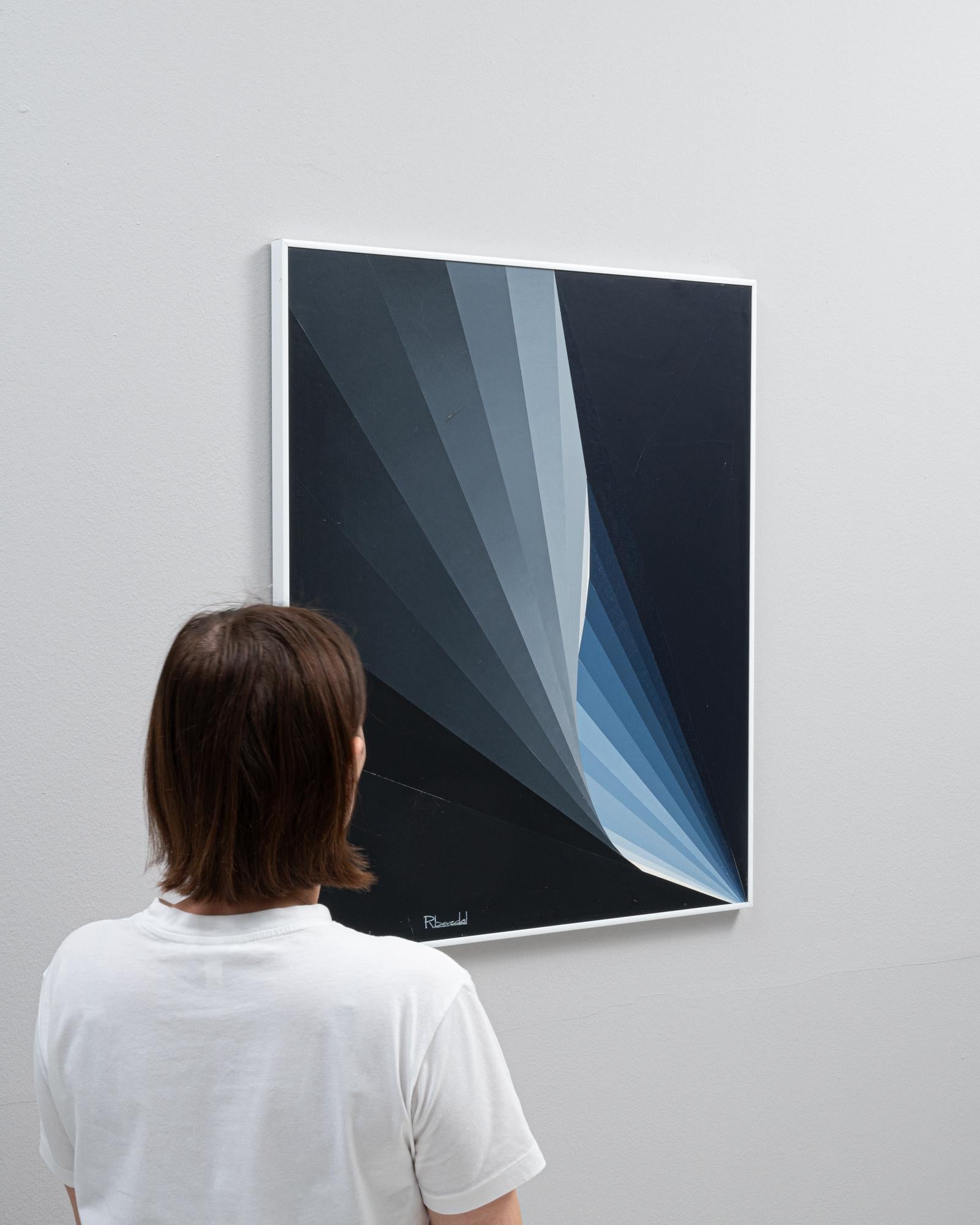 Belgisches Kunstwerk des 20. Jahrhunderts mit Metallrahmen von Rene Berdal im Angebot 1