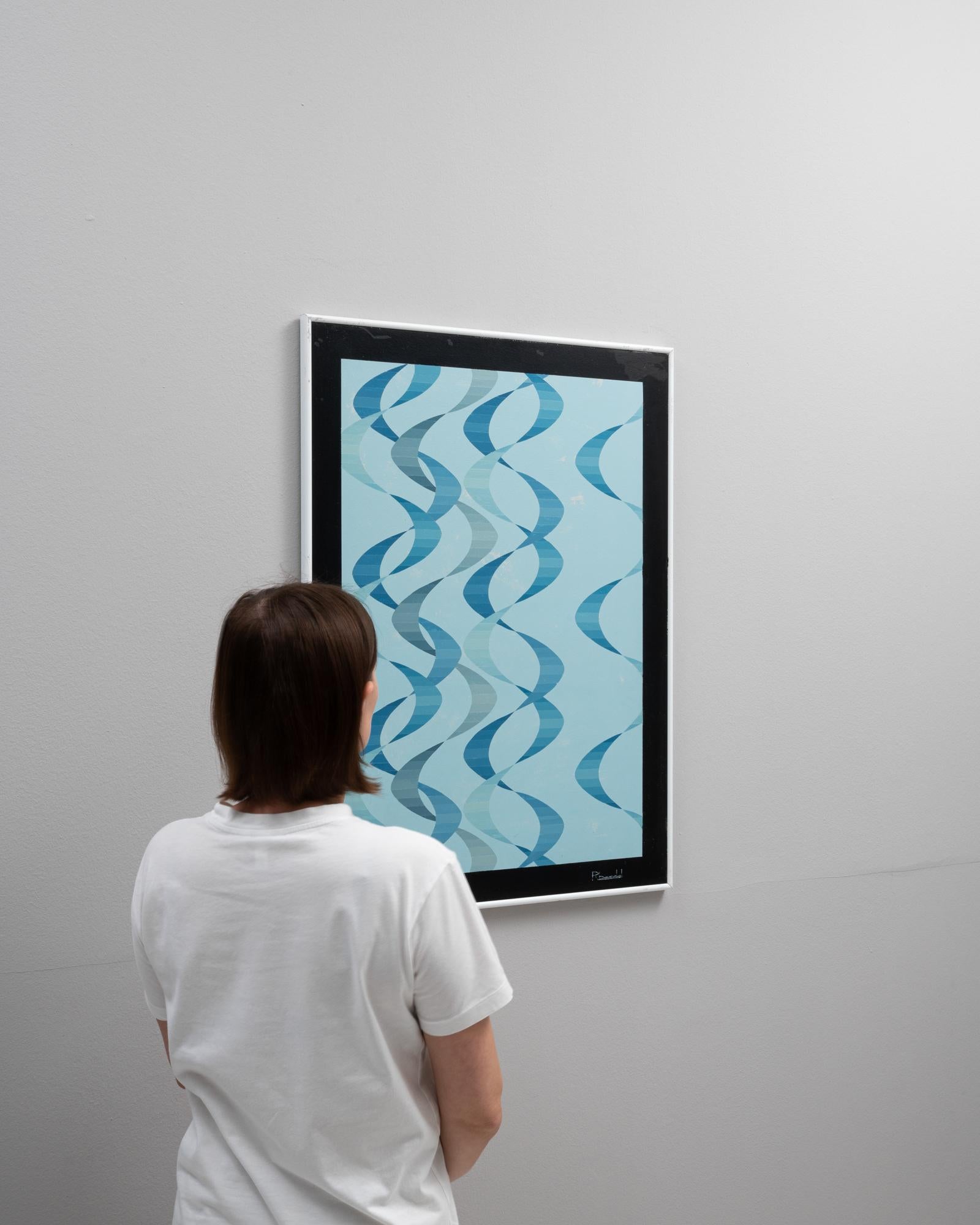 Oeuvre d'art belge du 20e siècle avec cadre en métal par Rene Berdal Bon état - En vente à High Point, NC