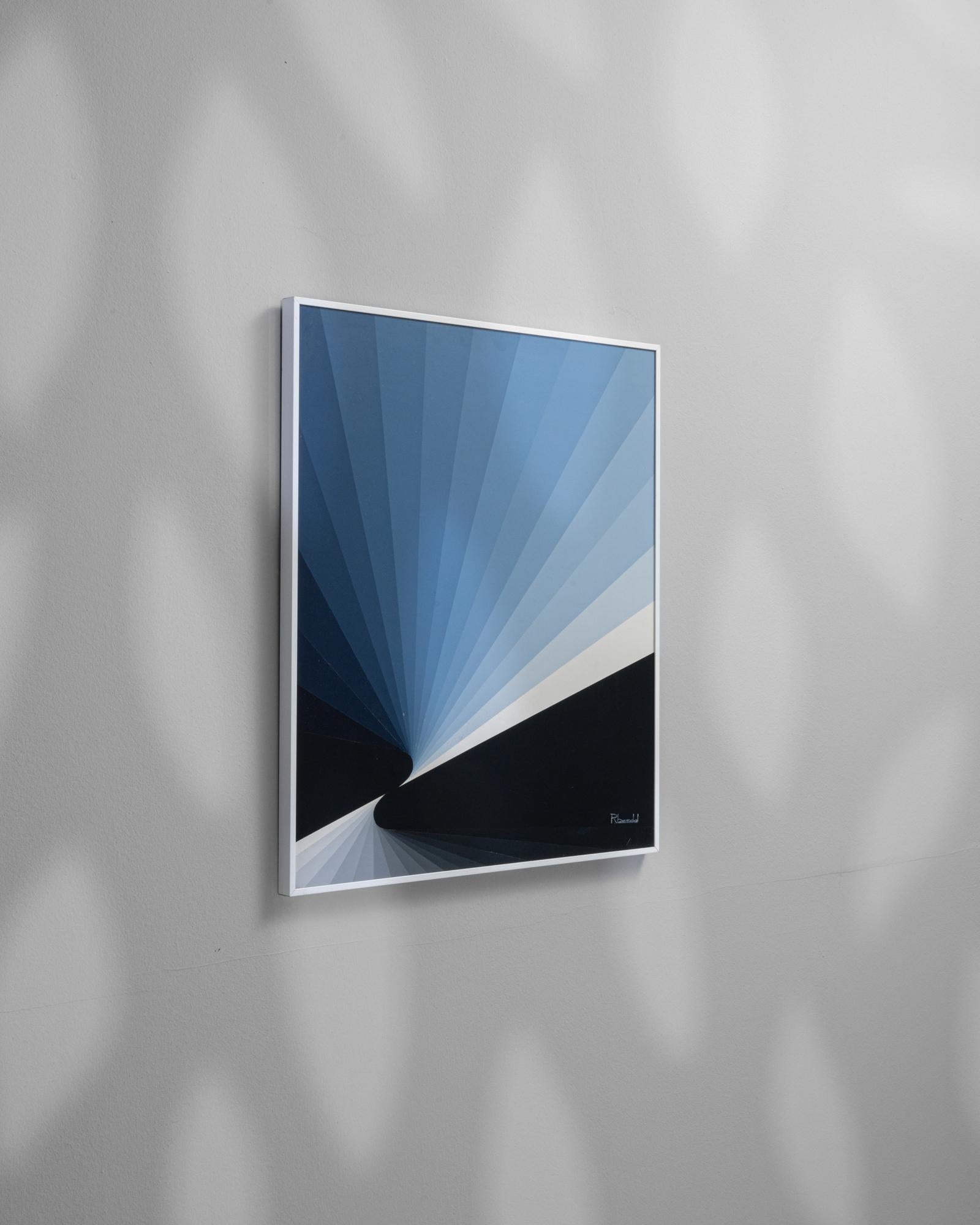 Obra de arte belga del siglo XX con marco de metal por Rene Berdal Metal en venta