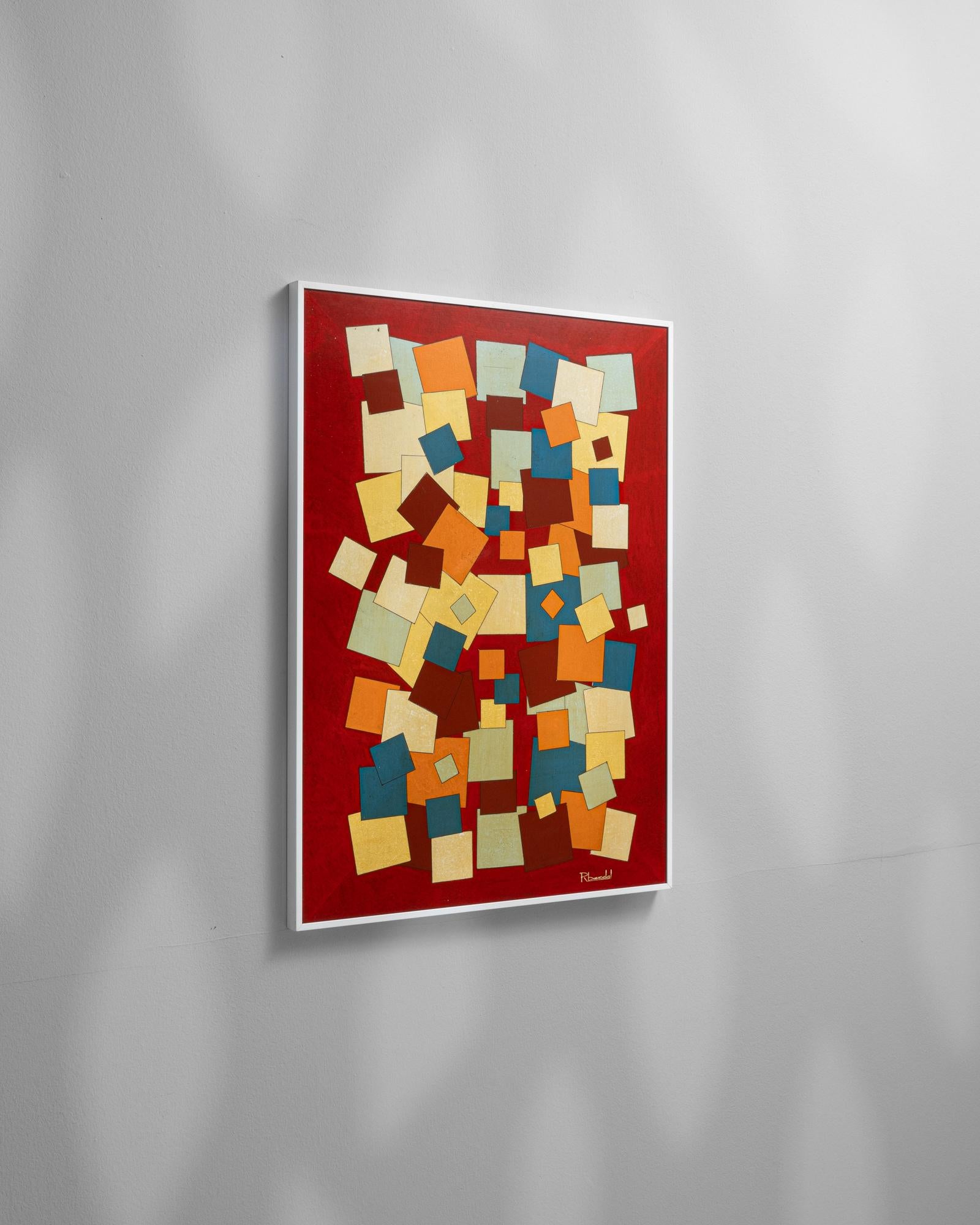 Belgisches Kunstwerk des 20. Jahrhunderts mit Metallrahmen von Rene Berdal im Angebot 2