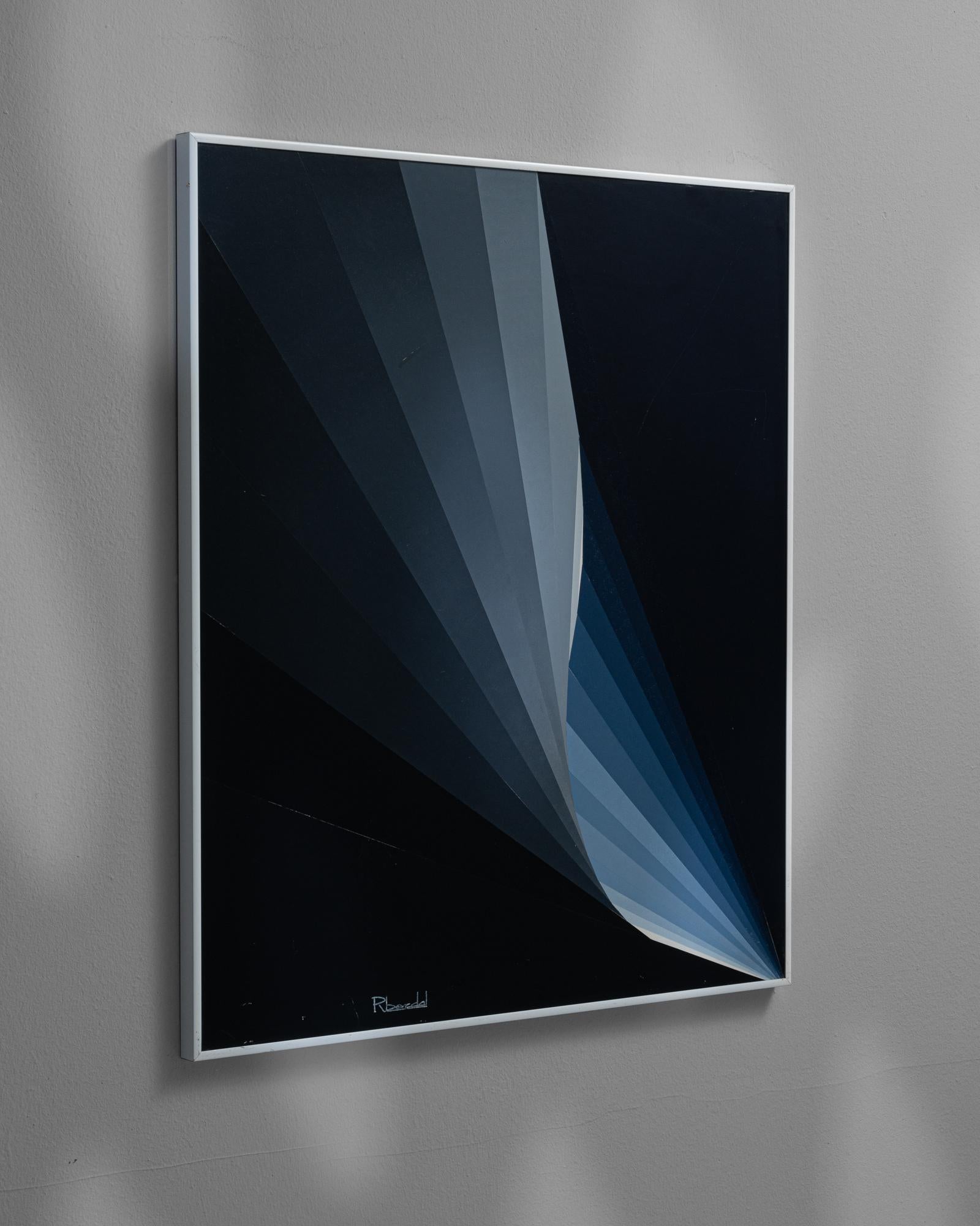Belgisches Kunstwerk des 20. Jahrhunderts mit Metallrahmen von Rene Berdal im Angebot 2