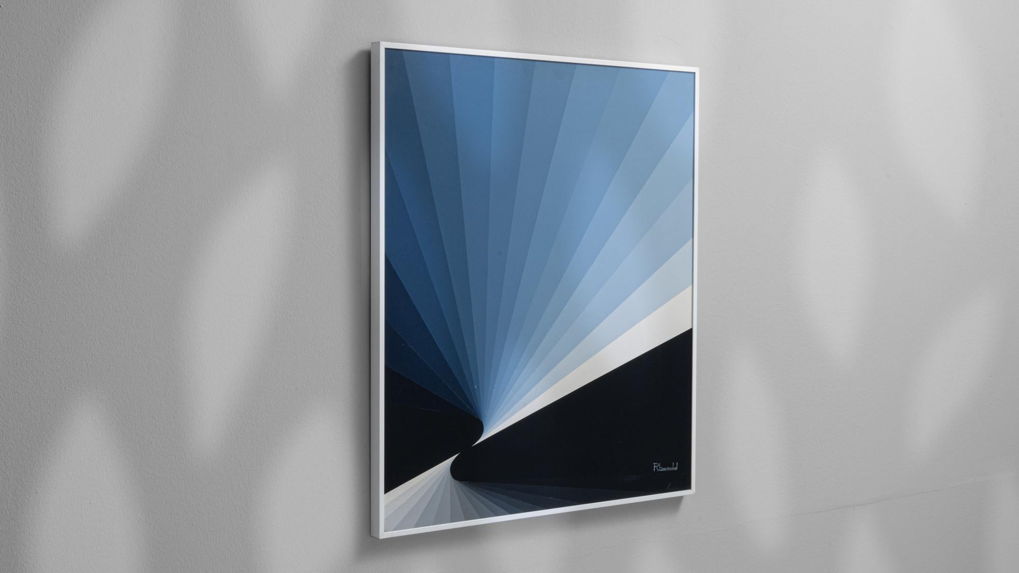 Obra de arte belga del siglo XX con marco de metal por Rene Berdal en venta 1