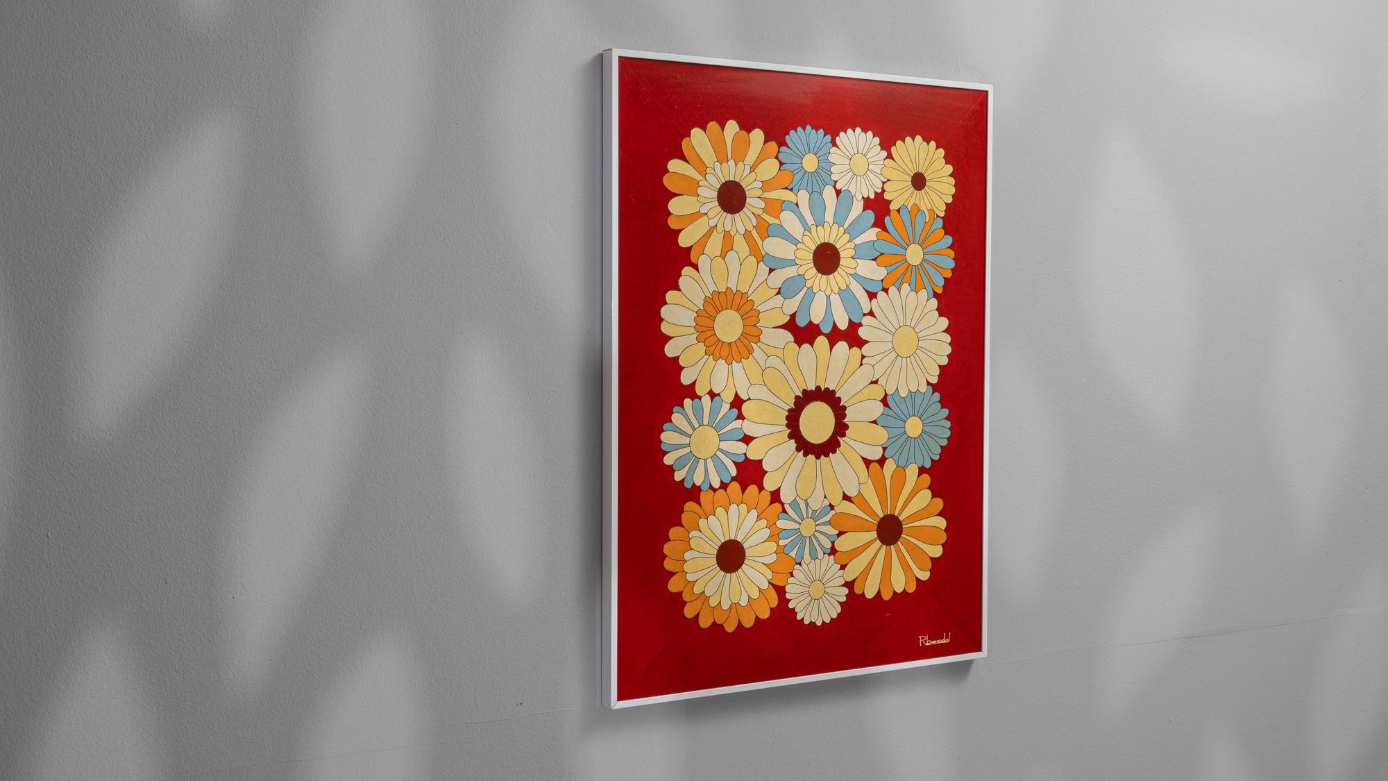 Belgisches Kunstwerk des 20. Jahrhunderts mit Metallrahmen von Rene Berdal im Angebot 3