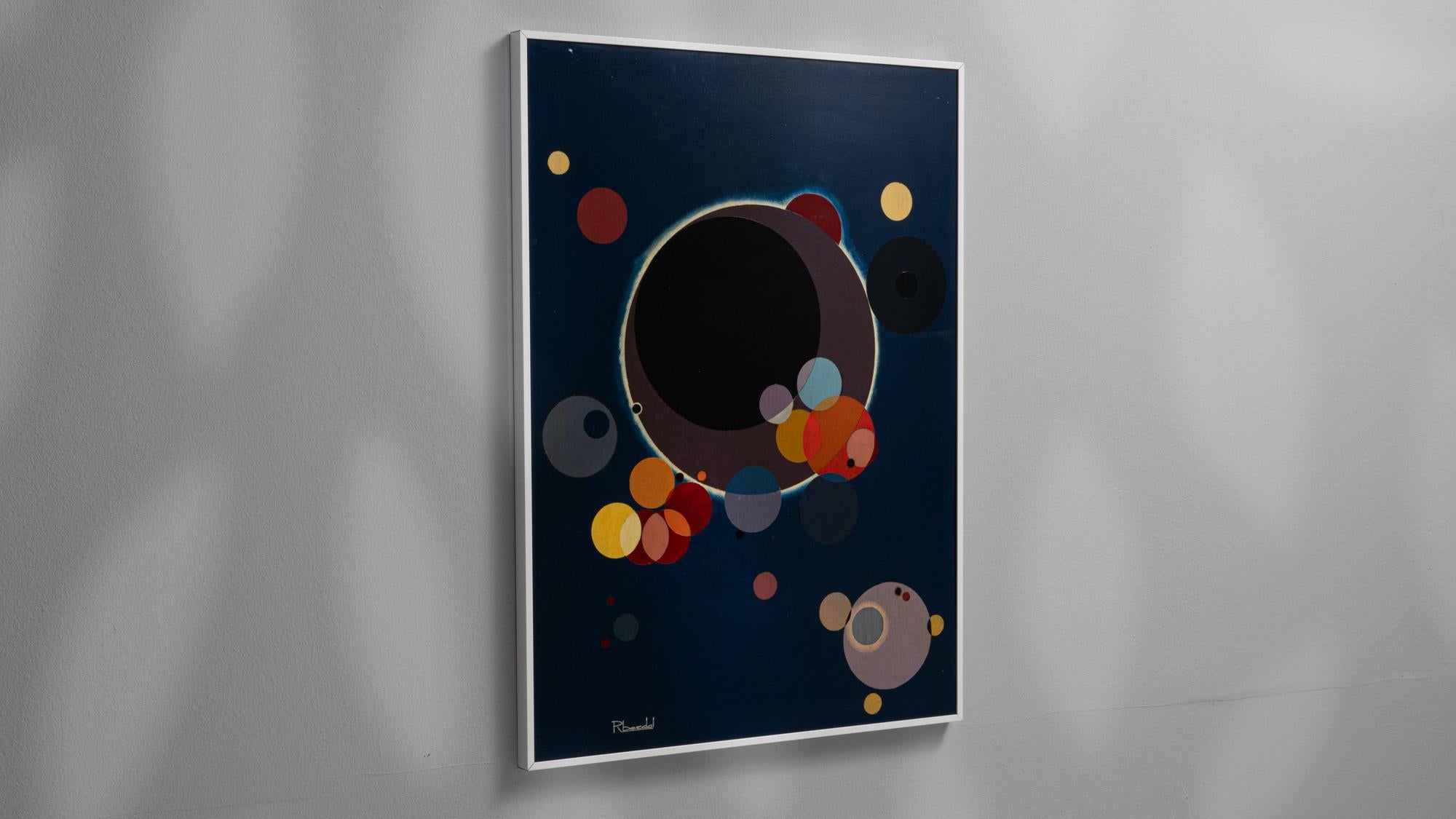 Obra de arte belga del siglo XX con marco de metal por Rene Berdal en venta 1