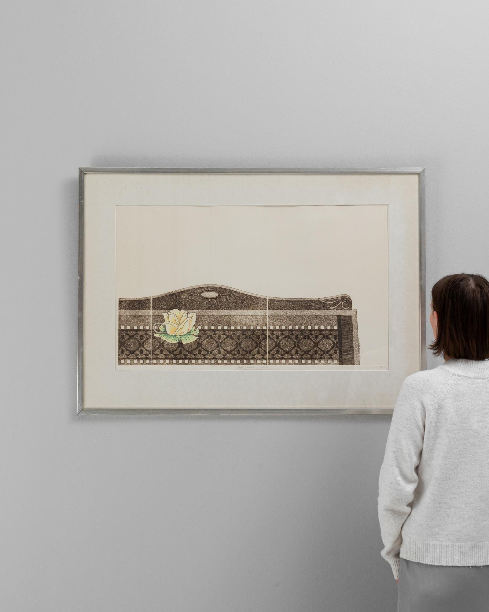 Œuvre d'art belge du 20e siècle avec cadre en métal Bon état - En vente à High Point, NC