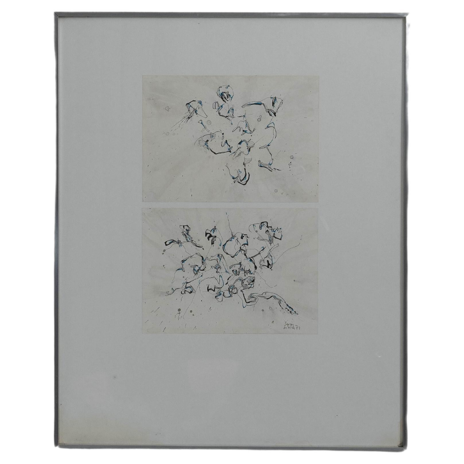 20th Century Belgian Artwork With Metal Frame For Sale