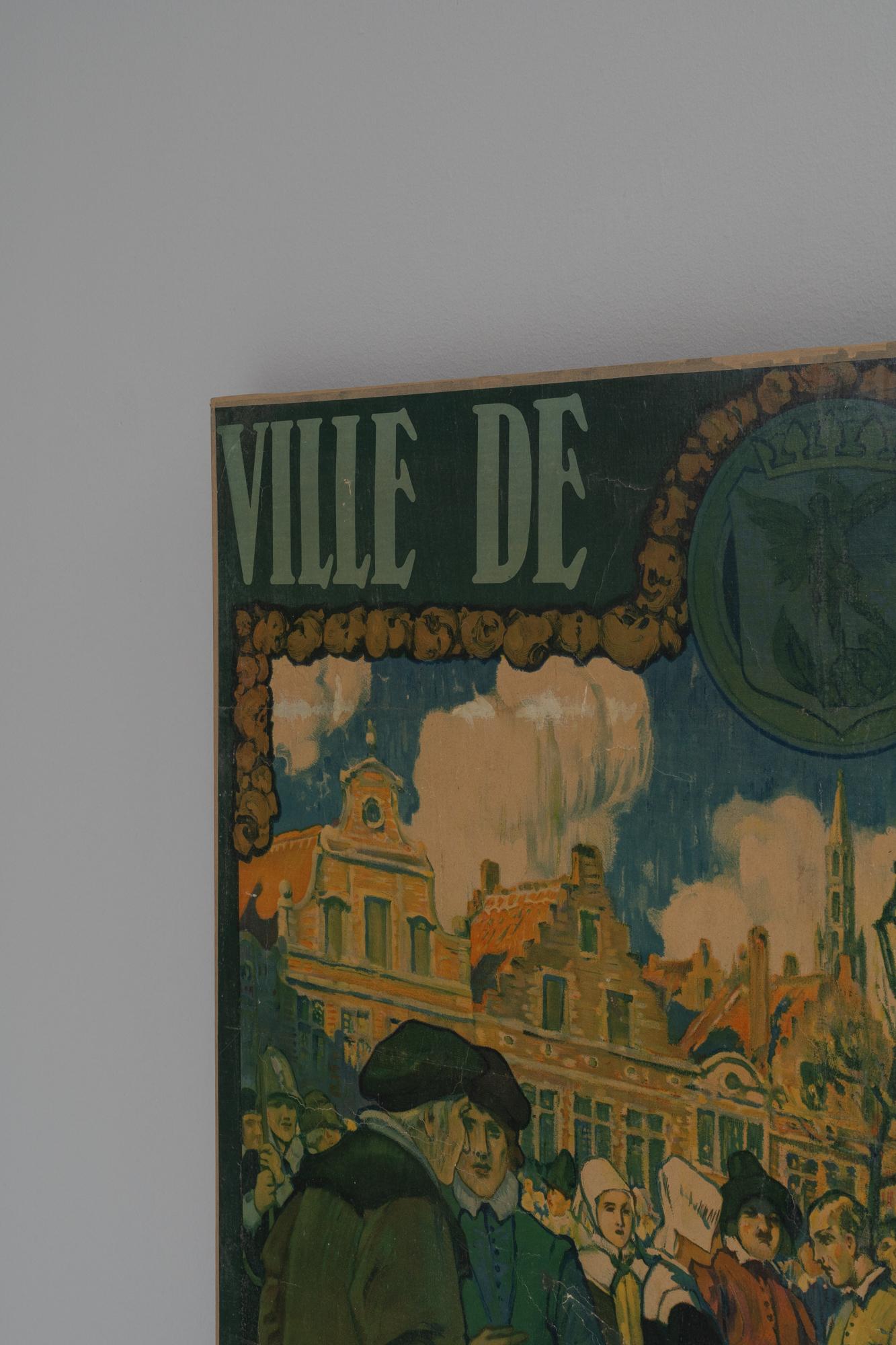 20th Century Belgian Artwork With Wooden Frame For Sale 7