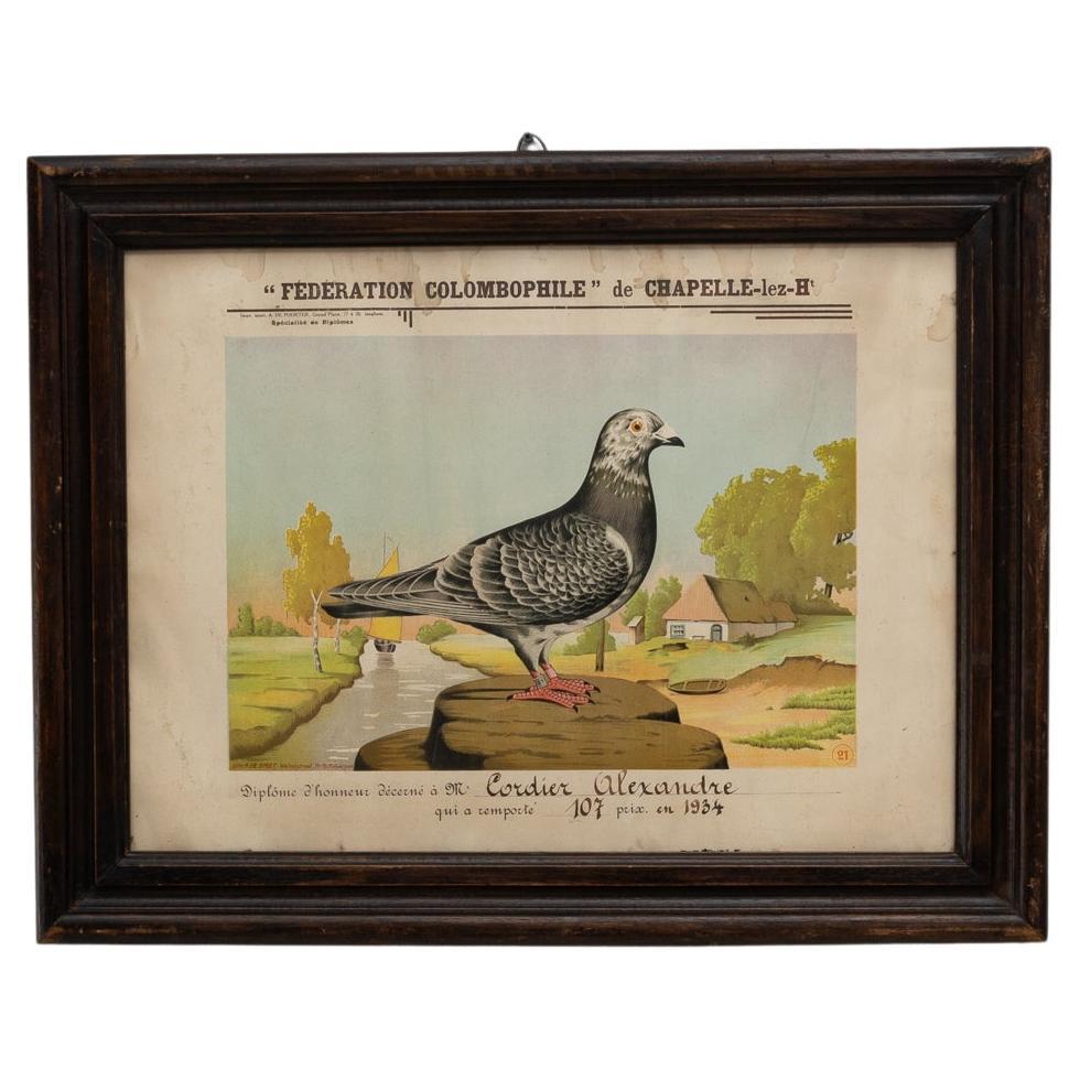 20th Century Belgian Artwork With Wooden Frame For Sale