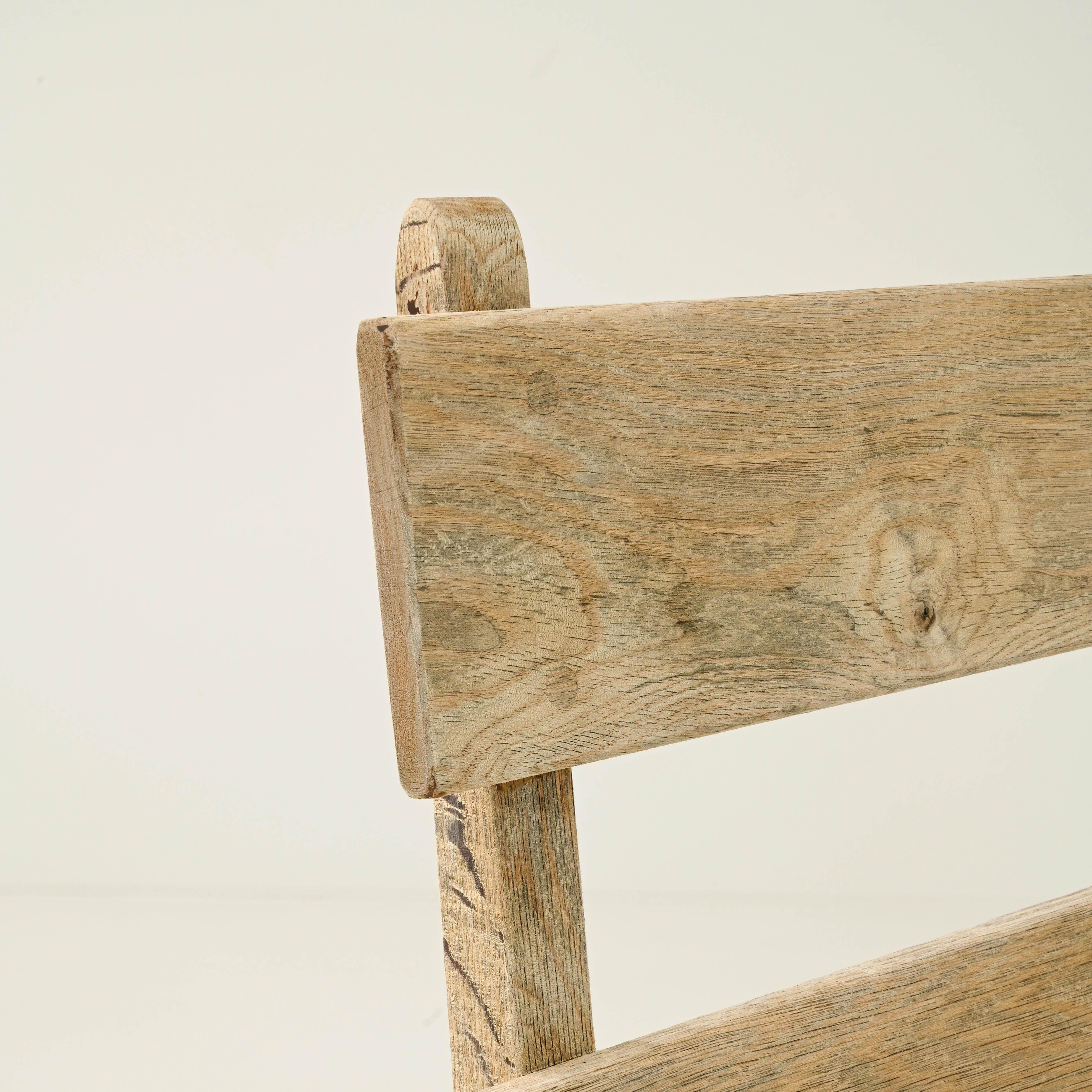 20th Century Belgian Bleached Oak Bench 5