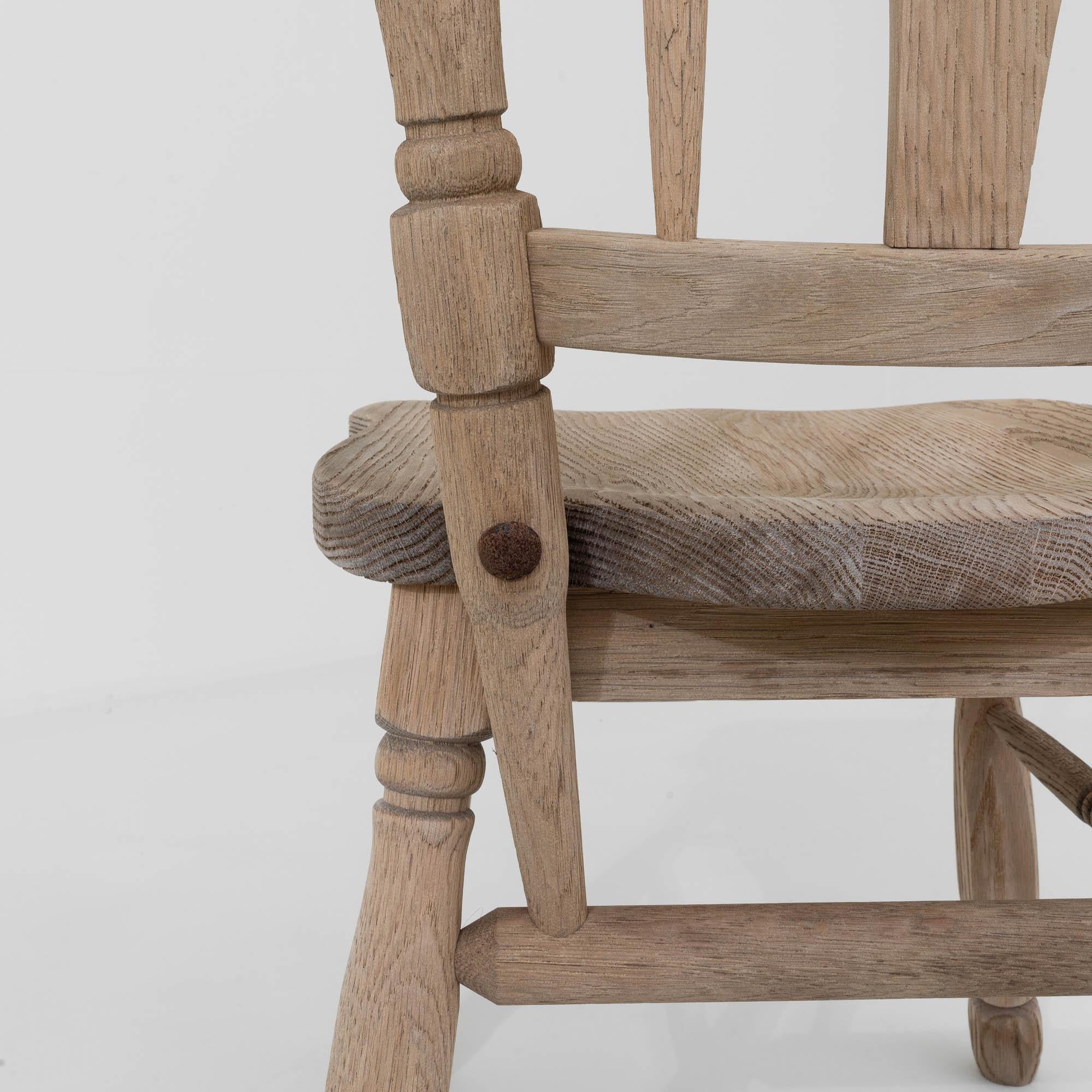 Wood 20th Century Belgian Bleached Oak Chair For Sale