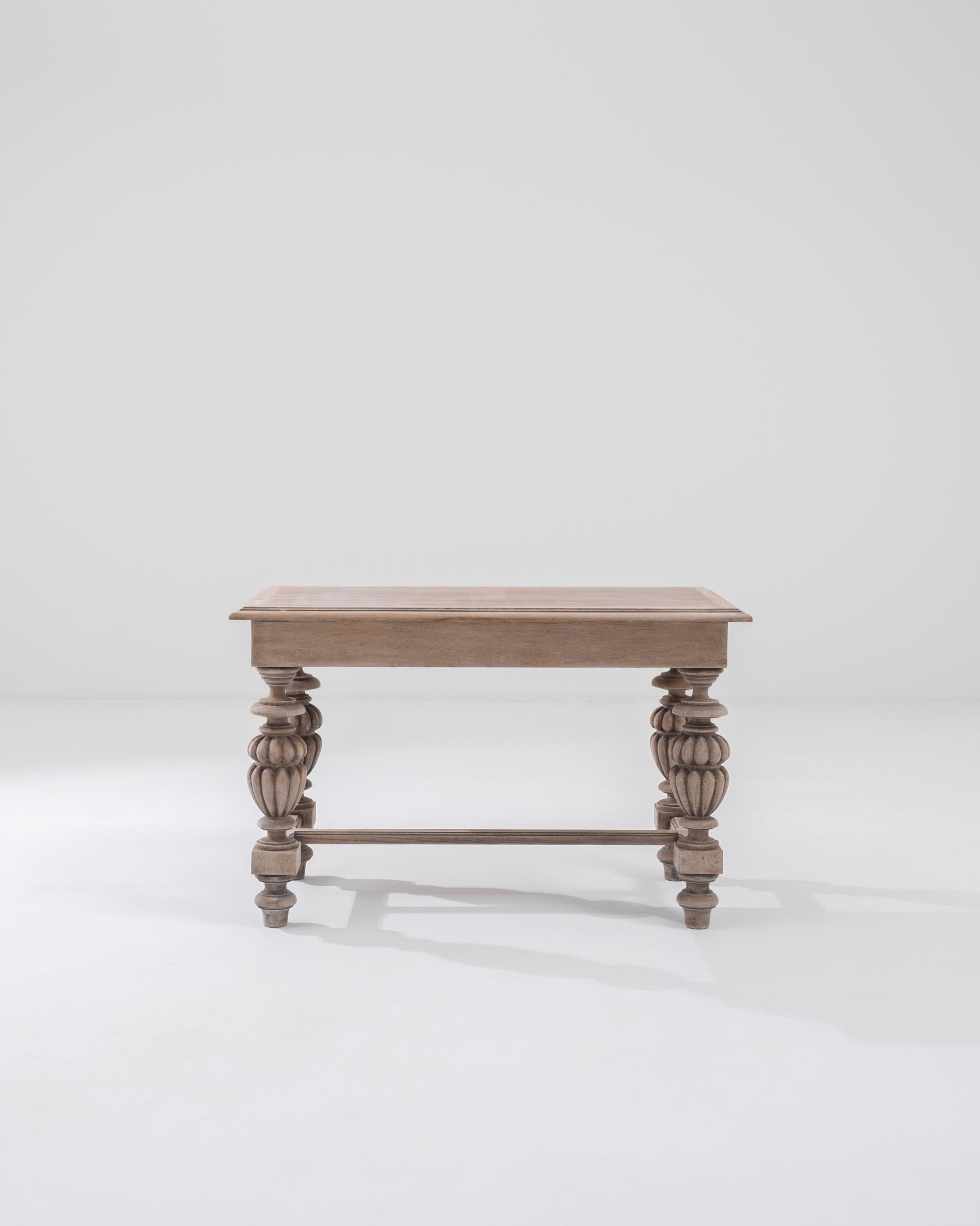 Neoclassical 20th Century Belgian Bleached Oak Coffee Table For Sale