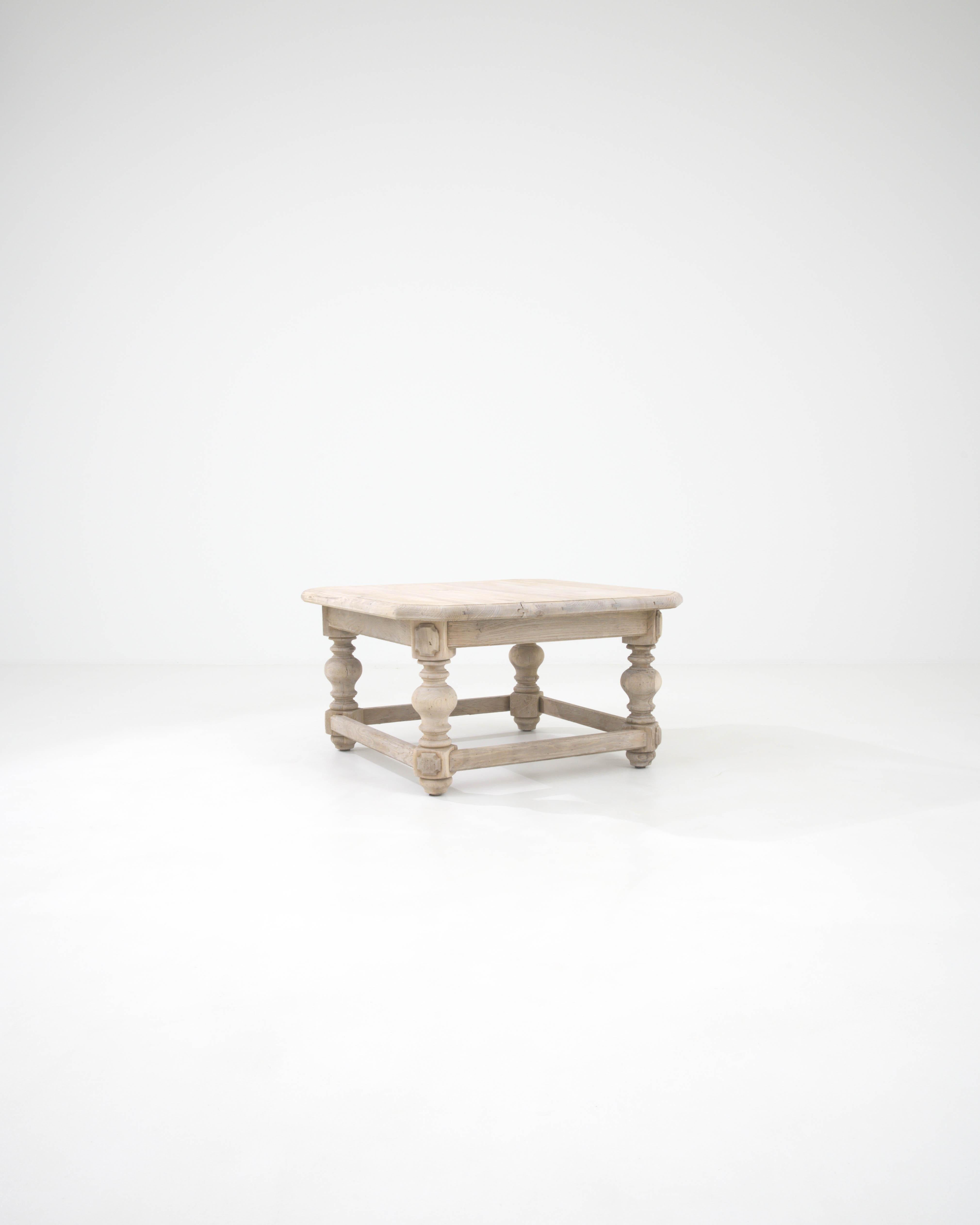 20th Century Belgian Bleached Oak Coffee Table For Sale 1