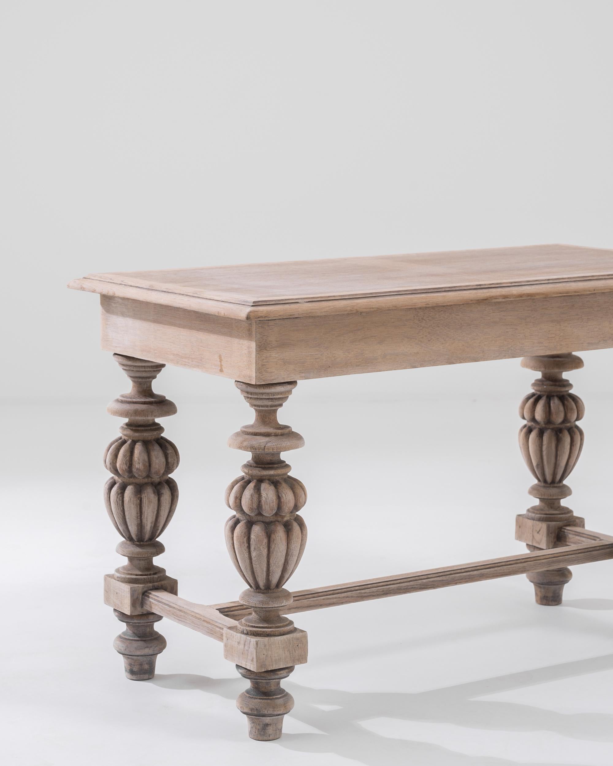 20th Century Belgian Bleached Oak Coffee Table For Sale 2