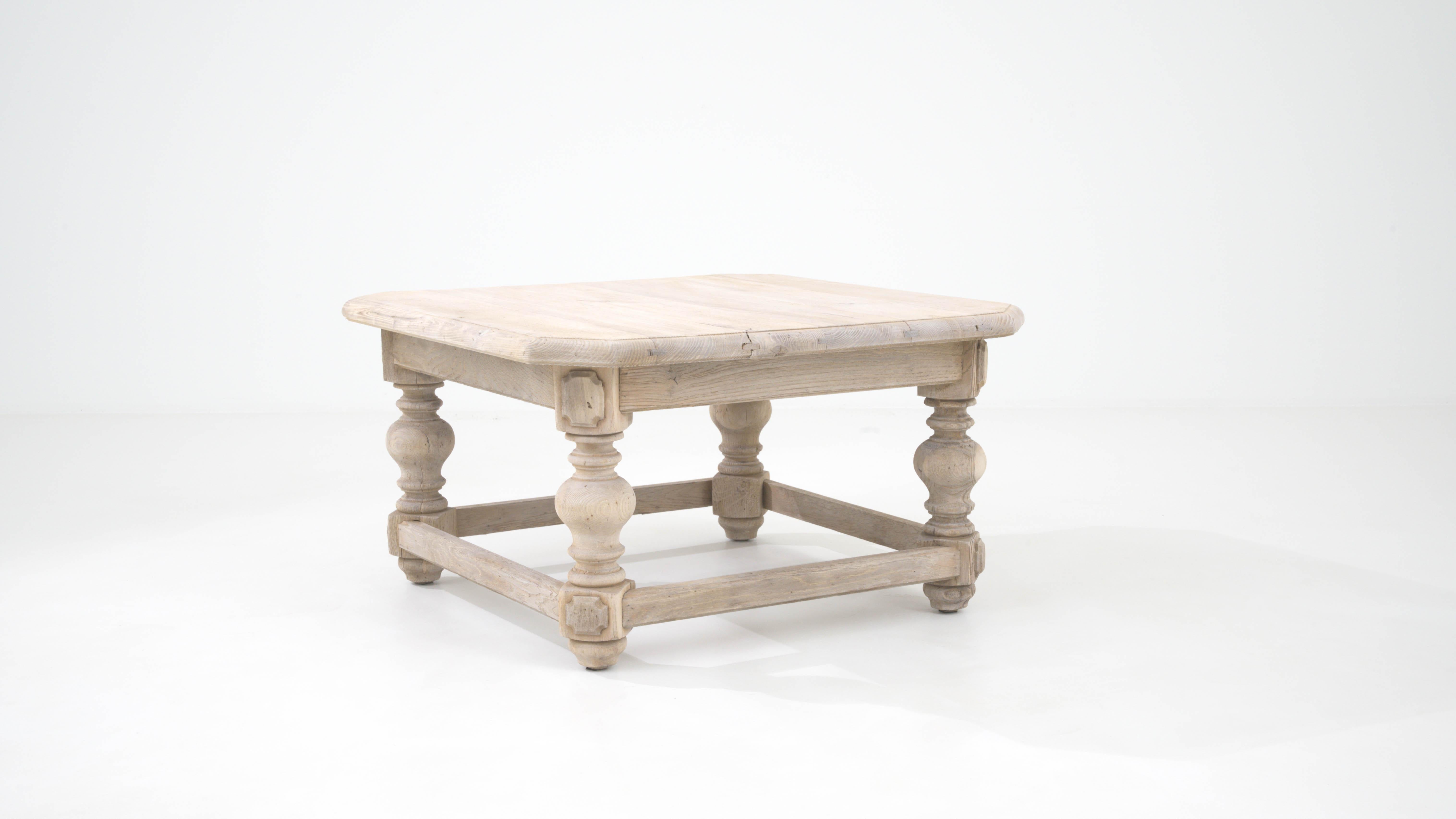 20th Century Belgian Bleached Oak Coffee Table For Sale 3