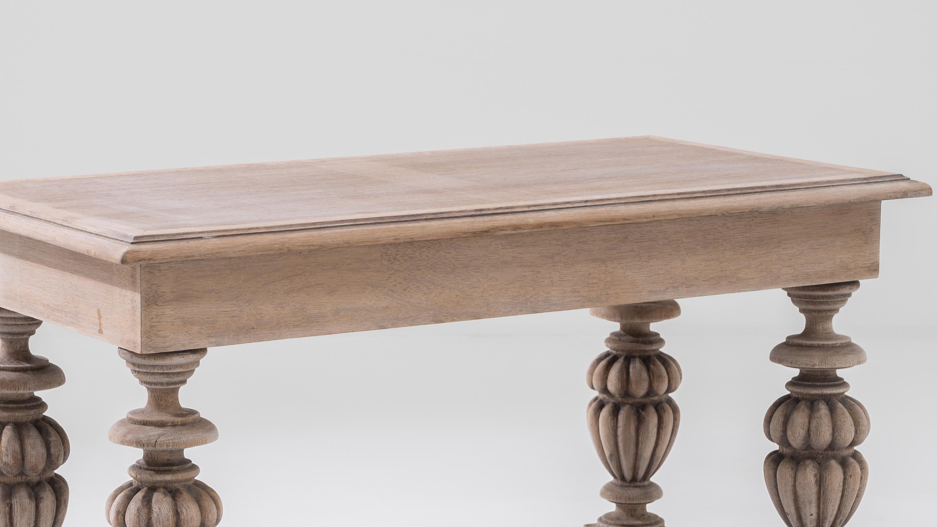 20th Century Belgian Bleached Oak Coffee Table For Sale 3