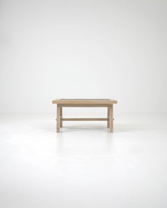 20th Century Belgian Bleached Oak Coffee Table With Stone Top
