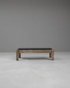20th Century Belgian Bleached Oak Coffee Table With Stone Top