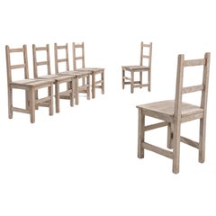 20th Century Belgian Bleached Oak Dining Chairs, Set of 6