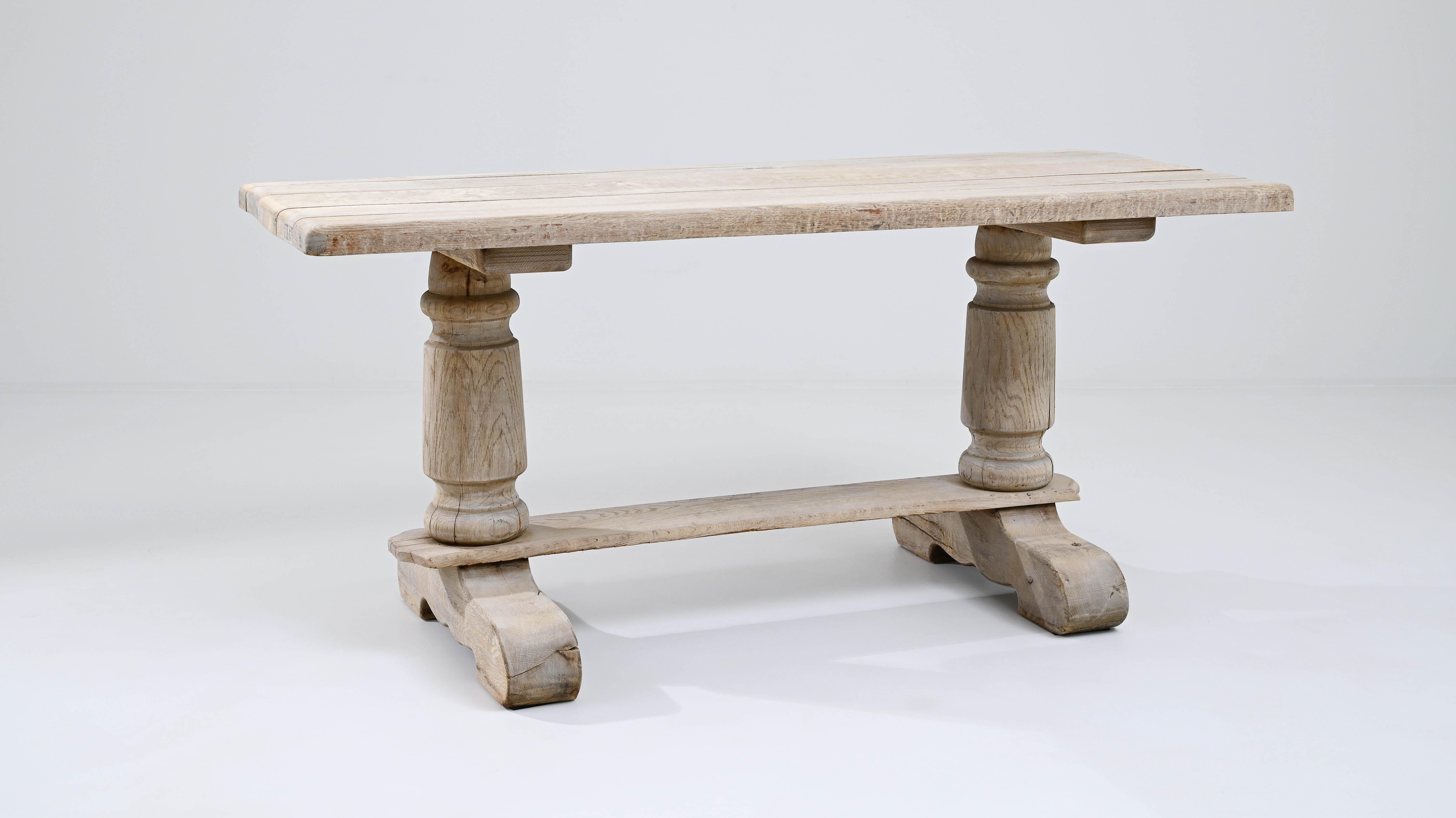 20th Century Belgian Bleached Oak Dining Table In Good Condition For Sale In High Point, NC