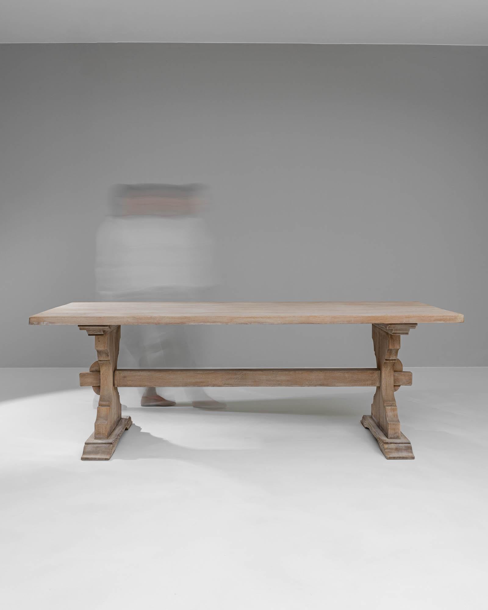 20th Century Belgian Bleached Oak Dining Table For Sale 2