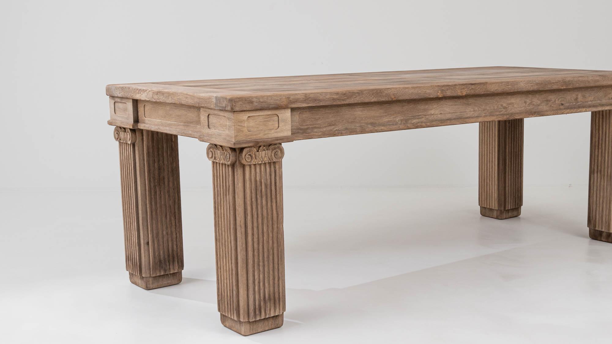 20th Century Belgian Bleached Oak Dining Table 2