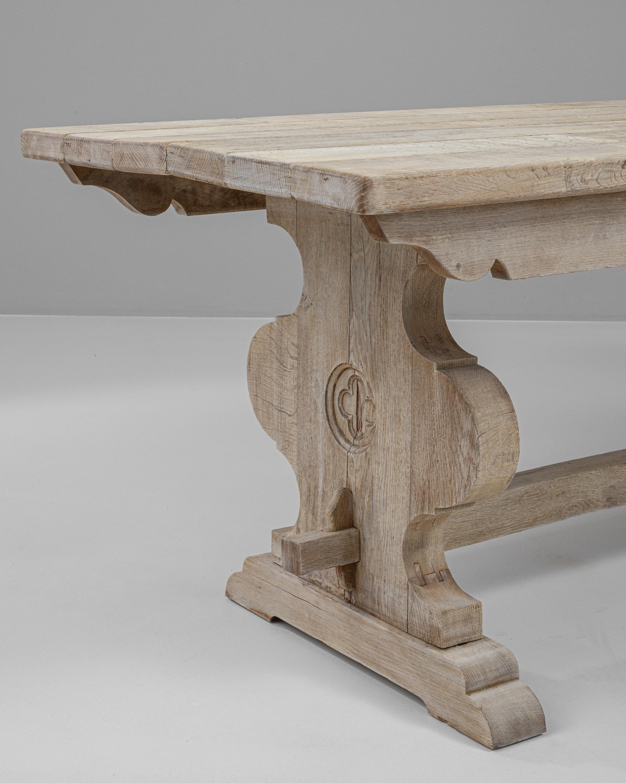 20th Century Belgian Bleached Oak Dining Table For Sale 3
