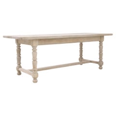 20th Century Belgian Bleached Oak Dining Table