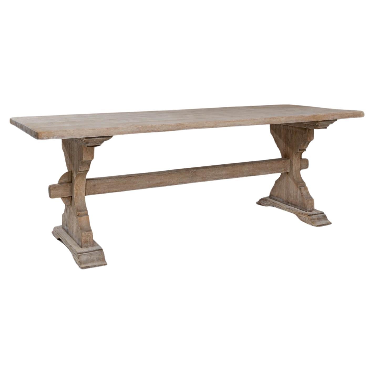 20th Century Belgian Bleached Oak Dining Table For Sale