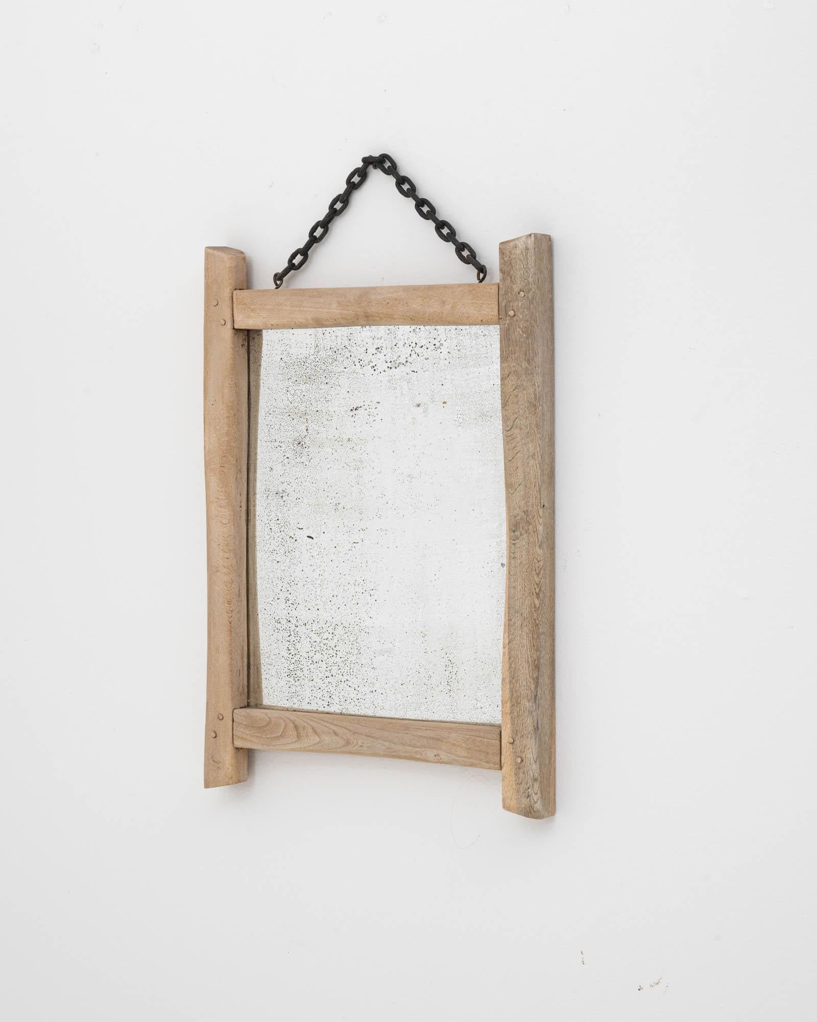 20th Century Belgian Bleached Oak Mirror In Good Condition In High Point, NC