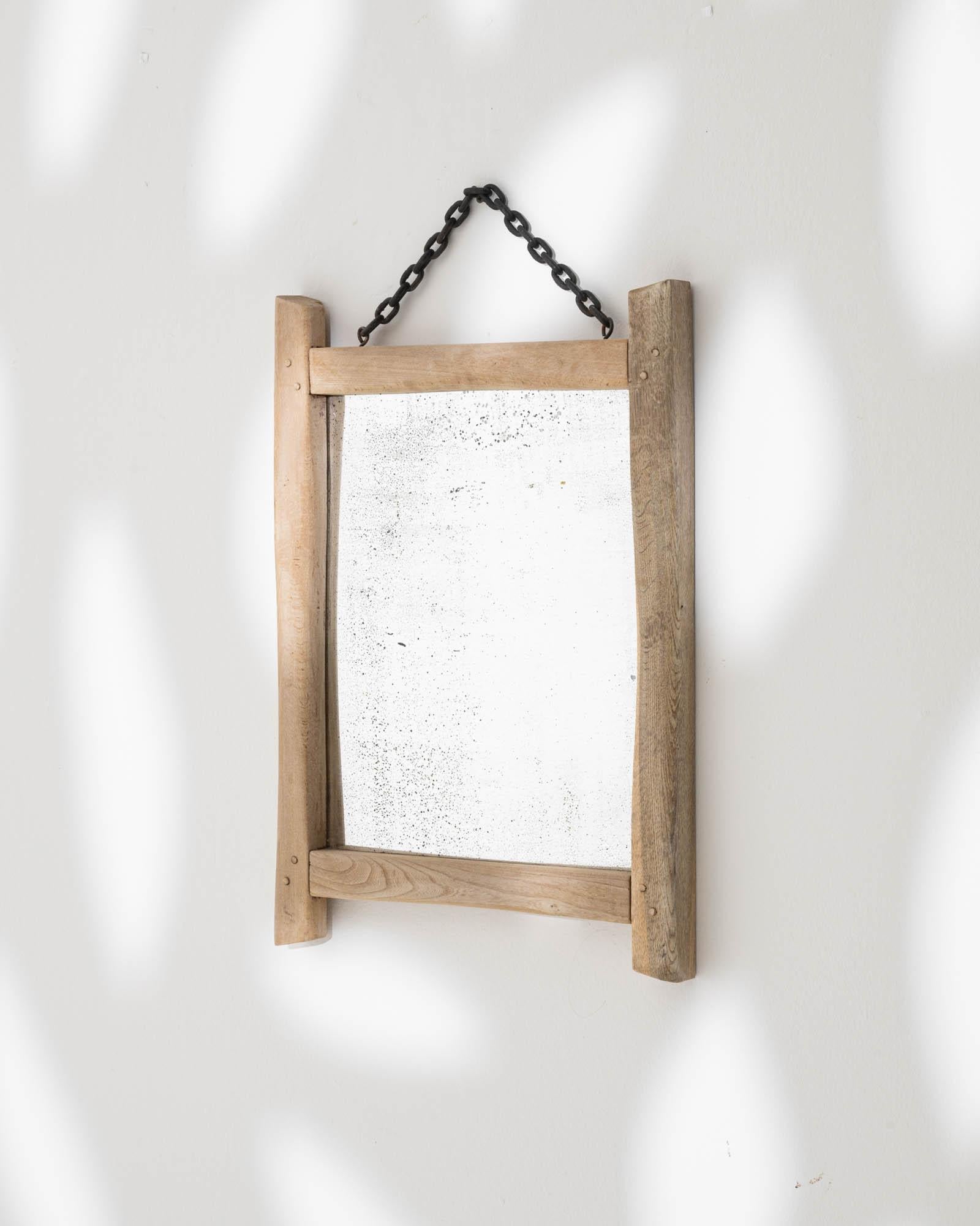 20th Century Belgian Bleached Oak Mirror For Sale 2