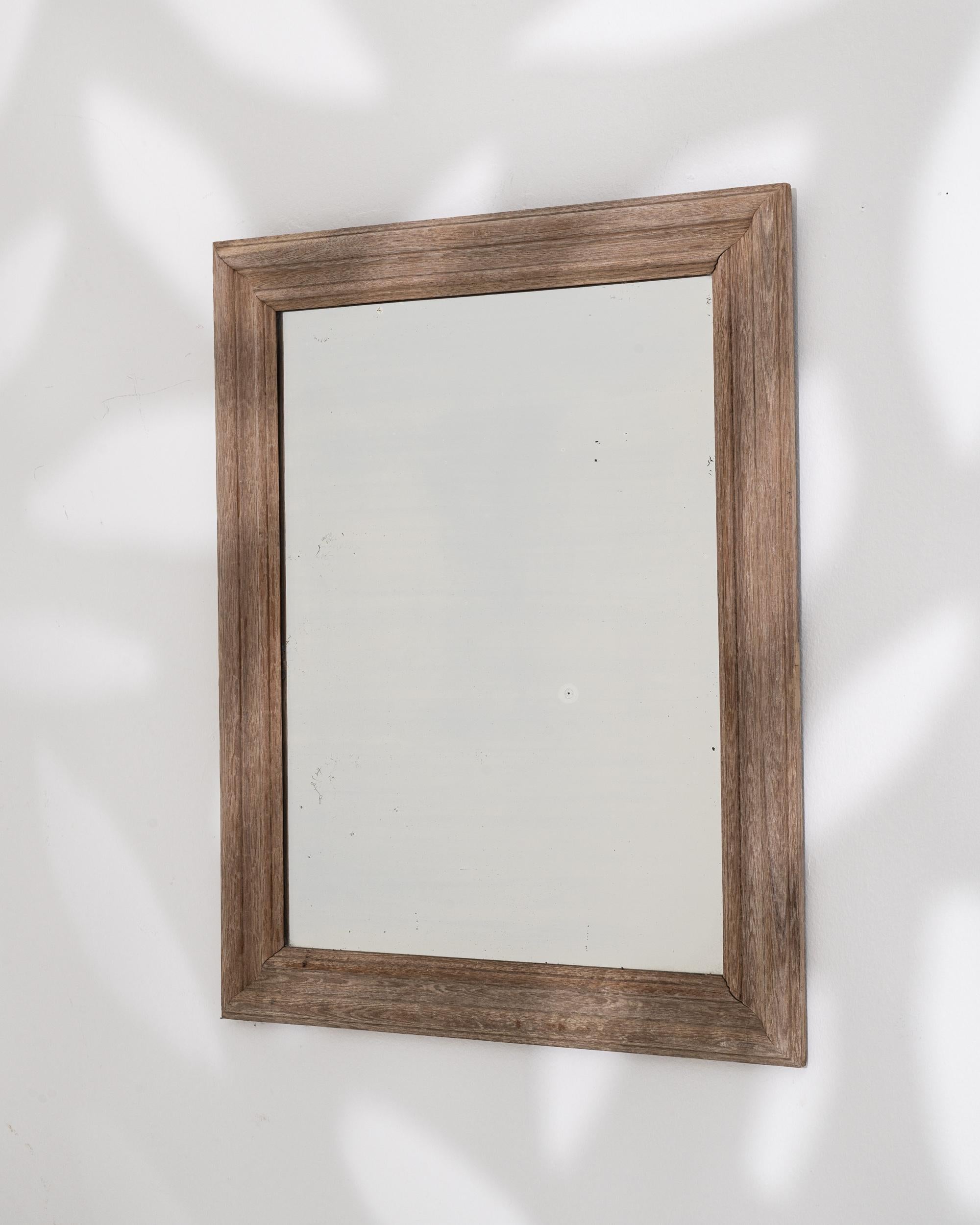 20th Century Belgian Bleached Oak Mirror For Sale 4