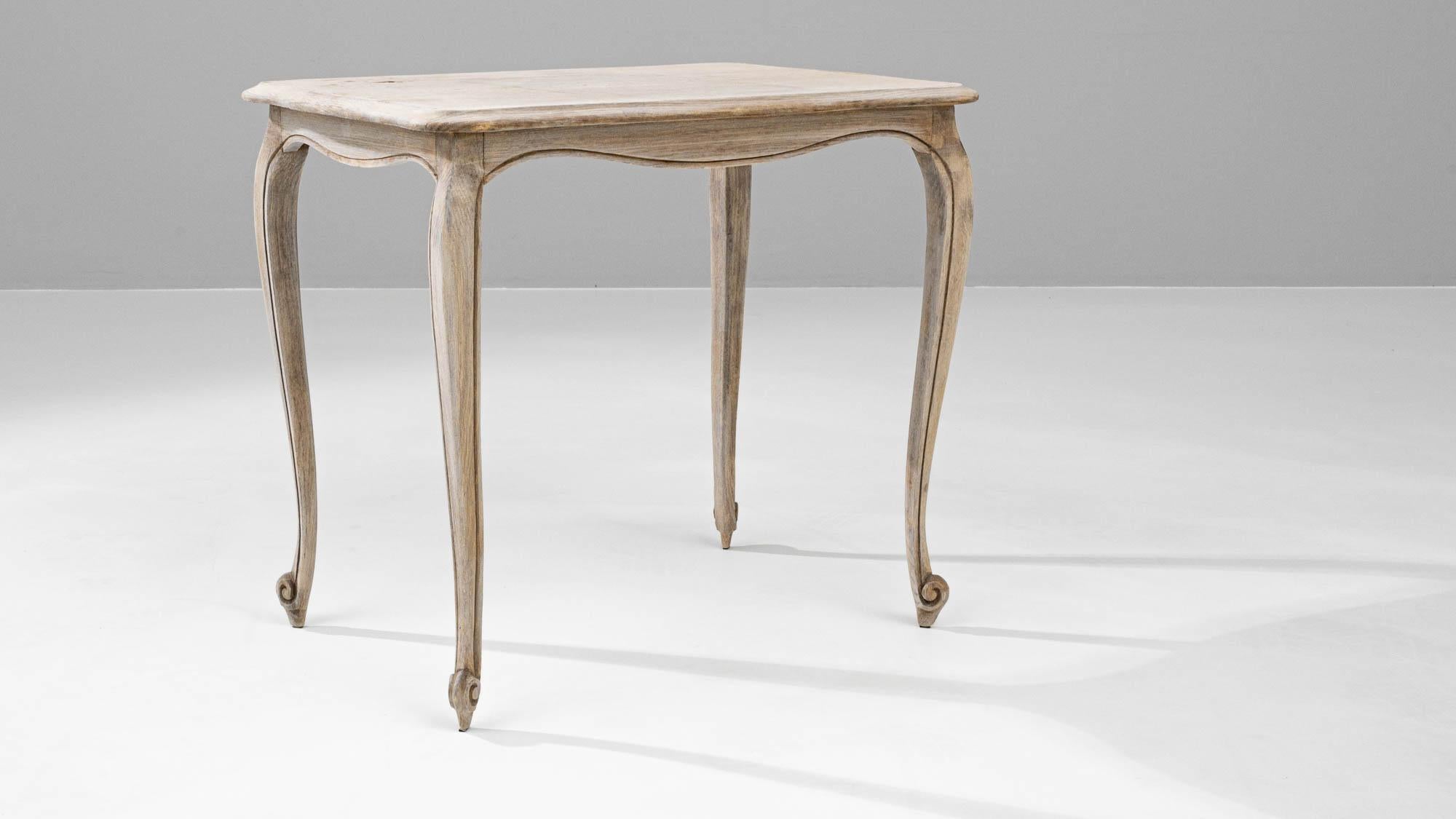 20th Century Belgian Bleached Oak Side Table 2