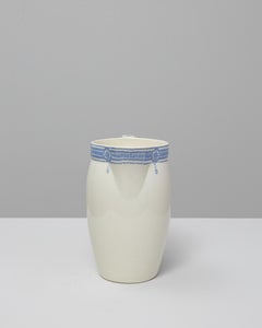 20th Century Belgian Blue Chinoiserie Ceramic Pitcher