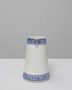 Belgische blaue Chinoiserie-Keramikkanne des 20.