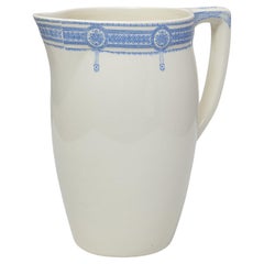 20th Century Belgian Blue Chinoiserie Ceramic Pitcher