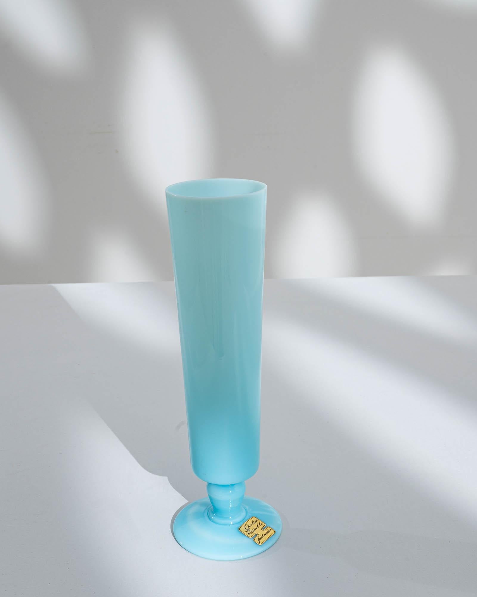 20th Century Belgian Blue Glass Vase For Sale 2