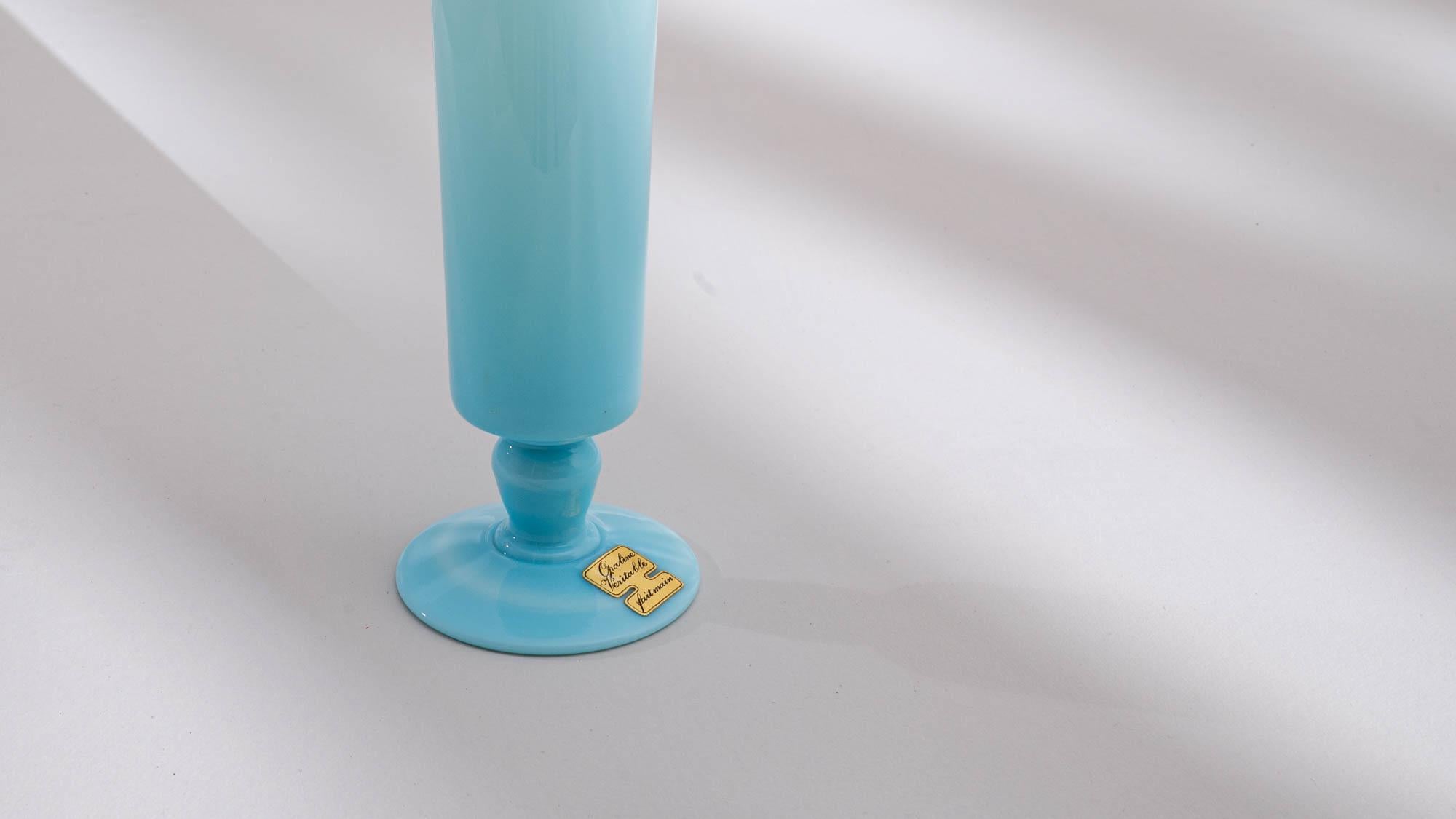 20th Century Belgian Blue Glass Vase For Sale 3